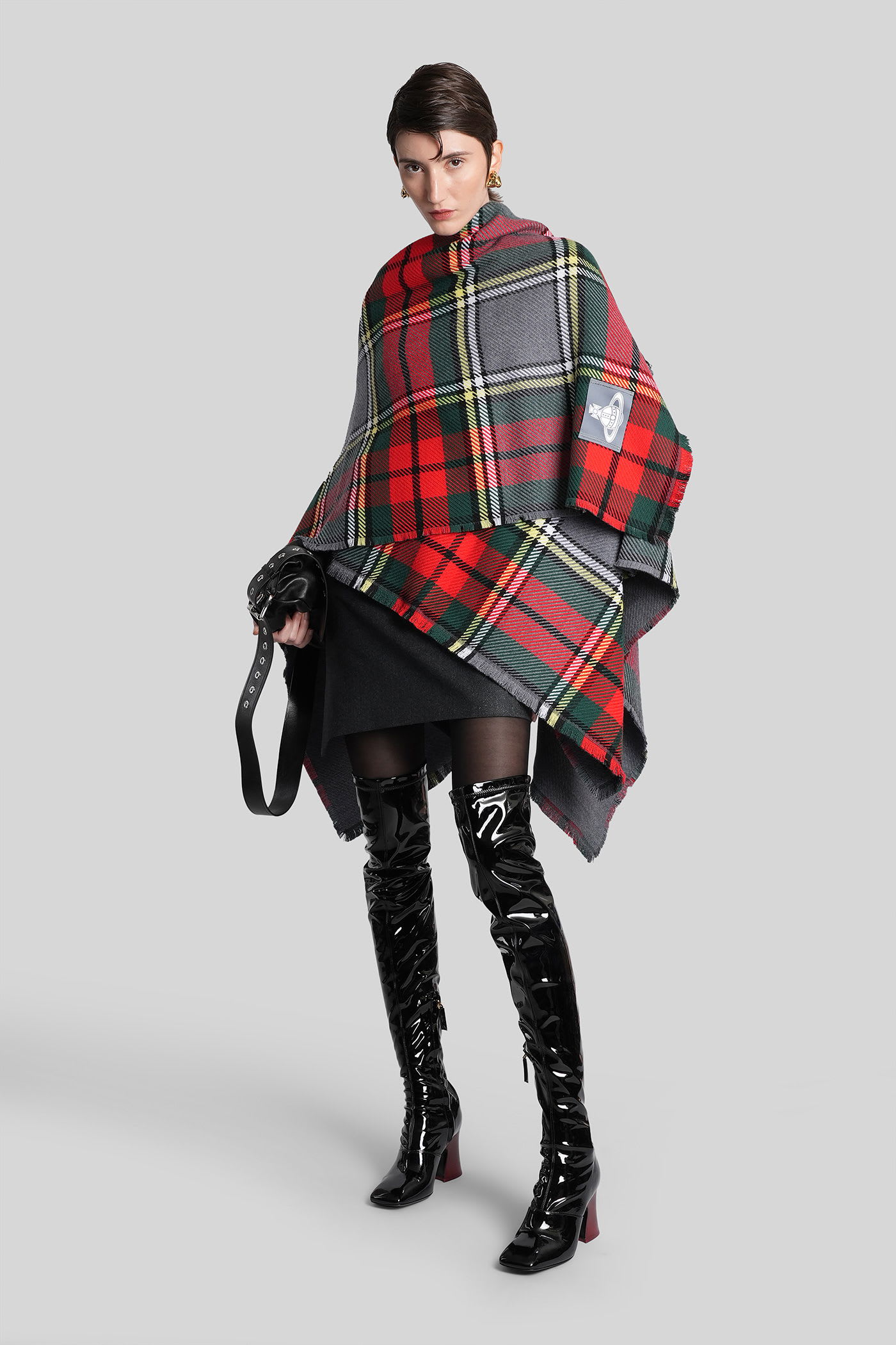 Vivienne Westwood Reversible Tartan Wool Poncho In Multi