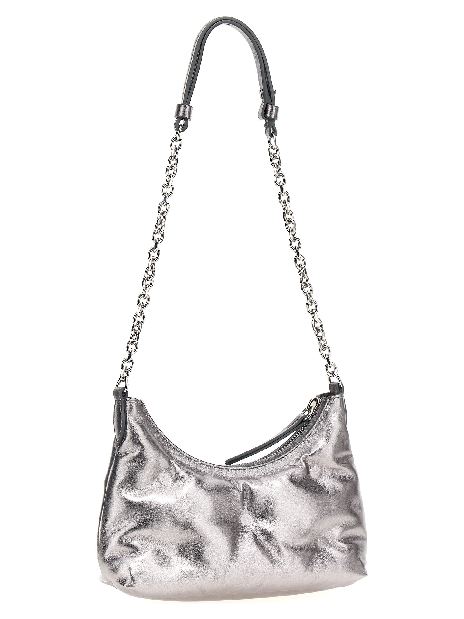 Shop Maison Margiela Glam Slam Hobo Micro Handbag In Metallic Grey