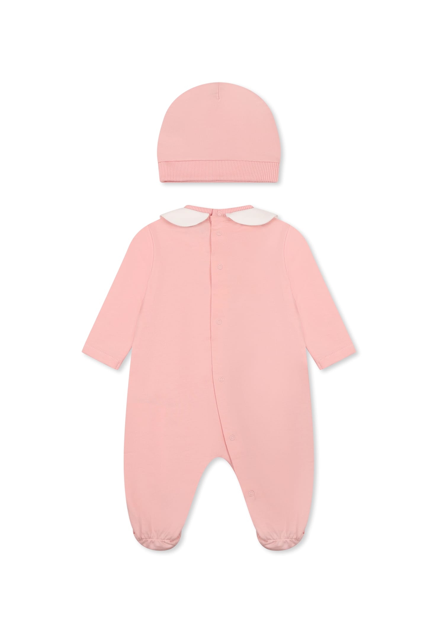 Moschino Pink Babygrow Set For Baby Girl With Teddy Bear In Pink