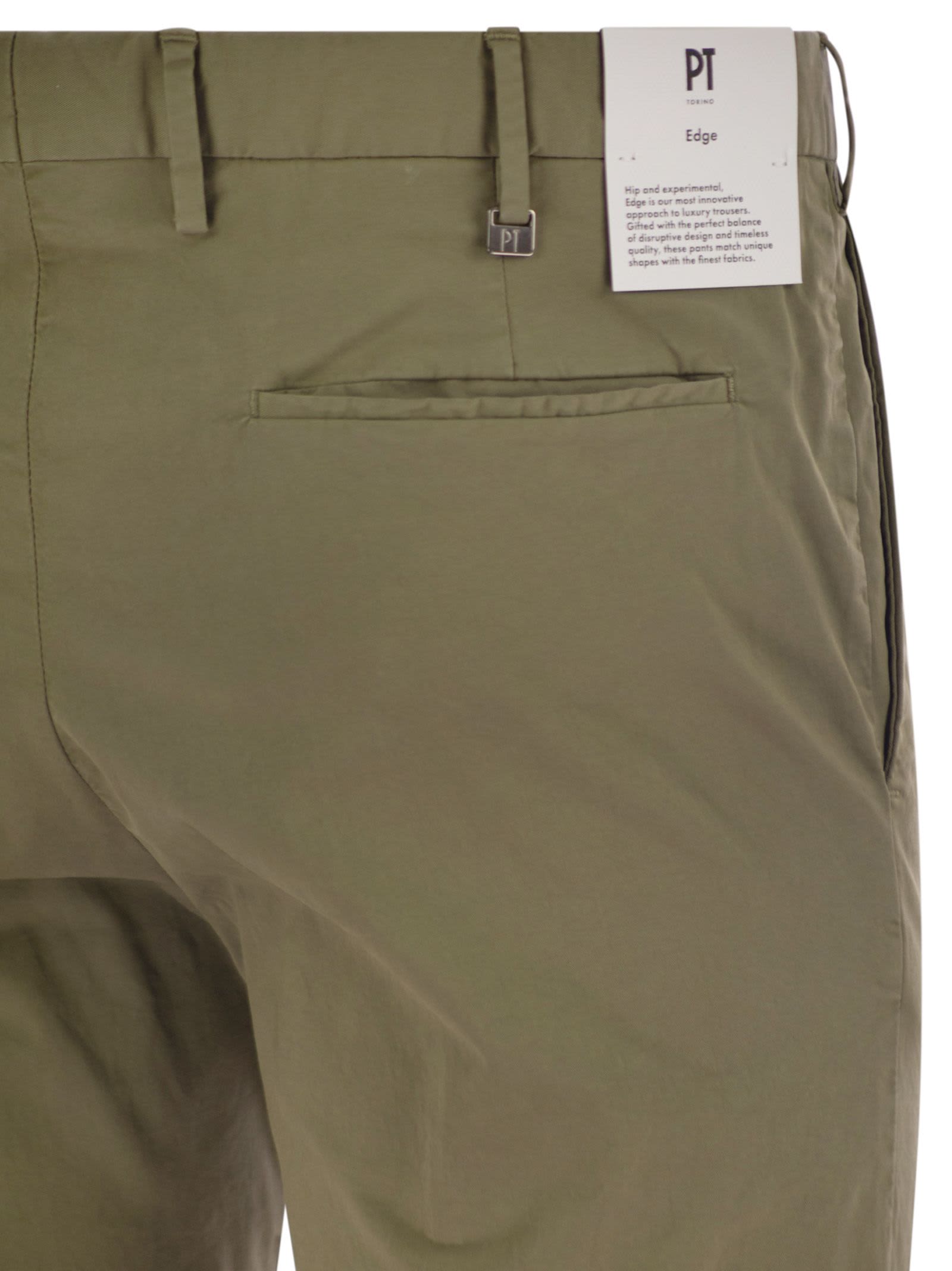 Pt Torino Khaki Stretch Cotton Blend Pant In Olive