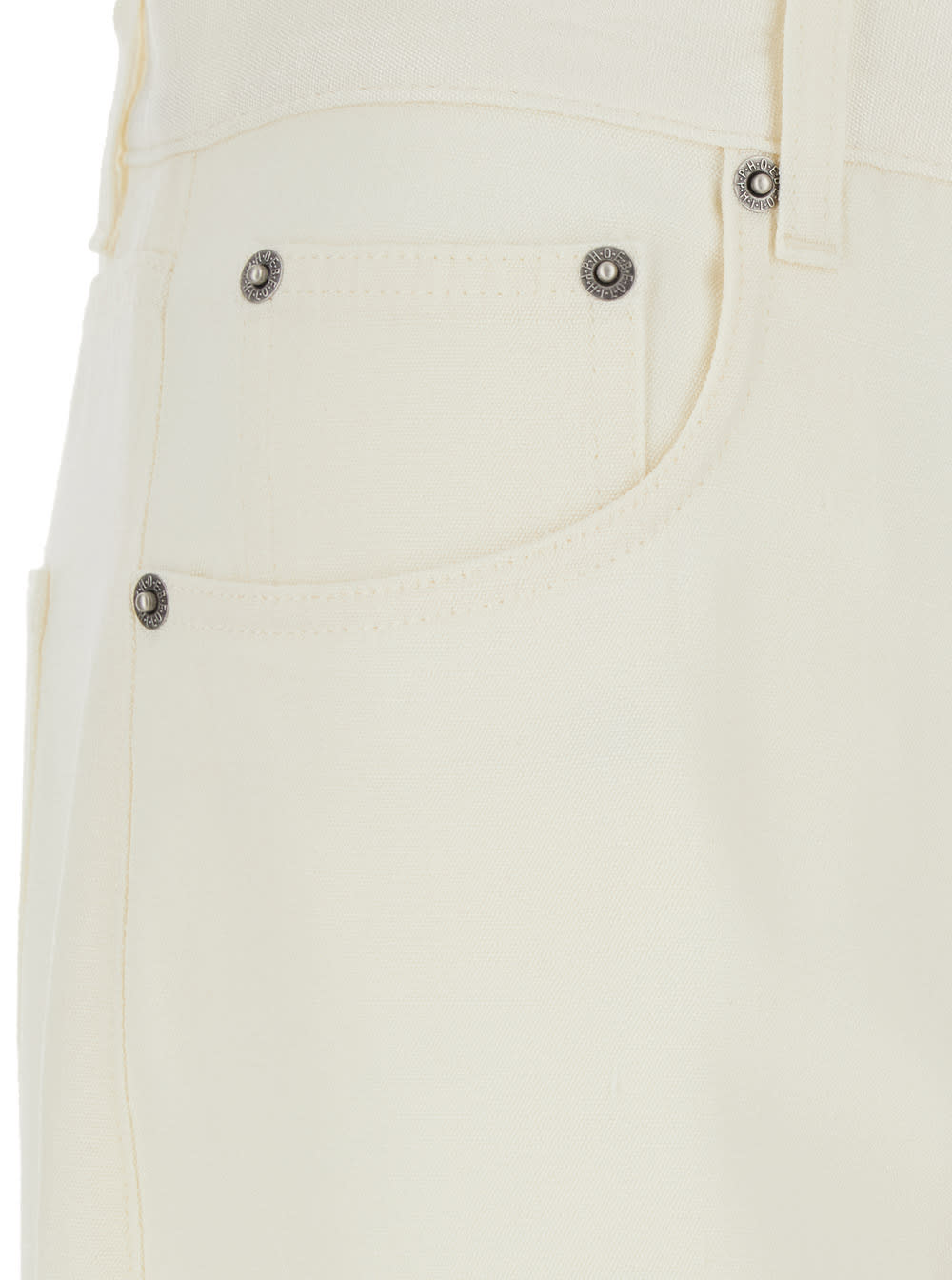 Phoebe Philo Beige Jeans With Belt Loops And Tapered Leg In Denim Woman In Neutral