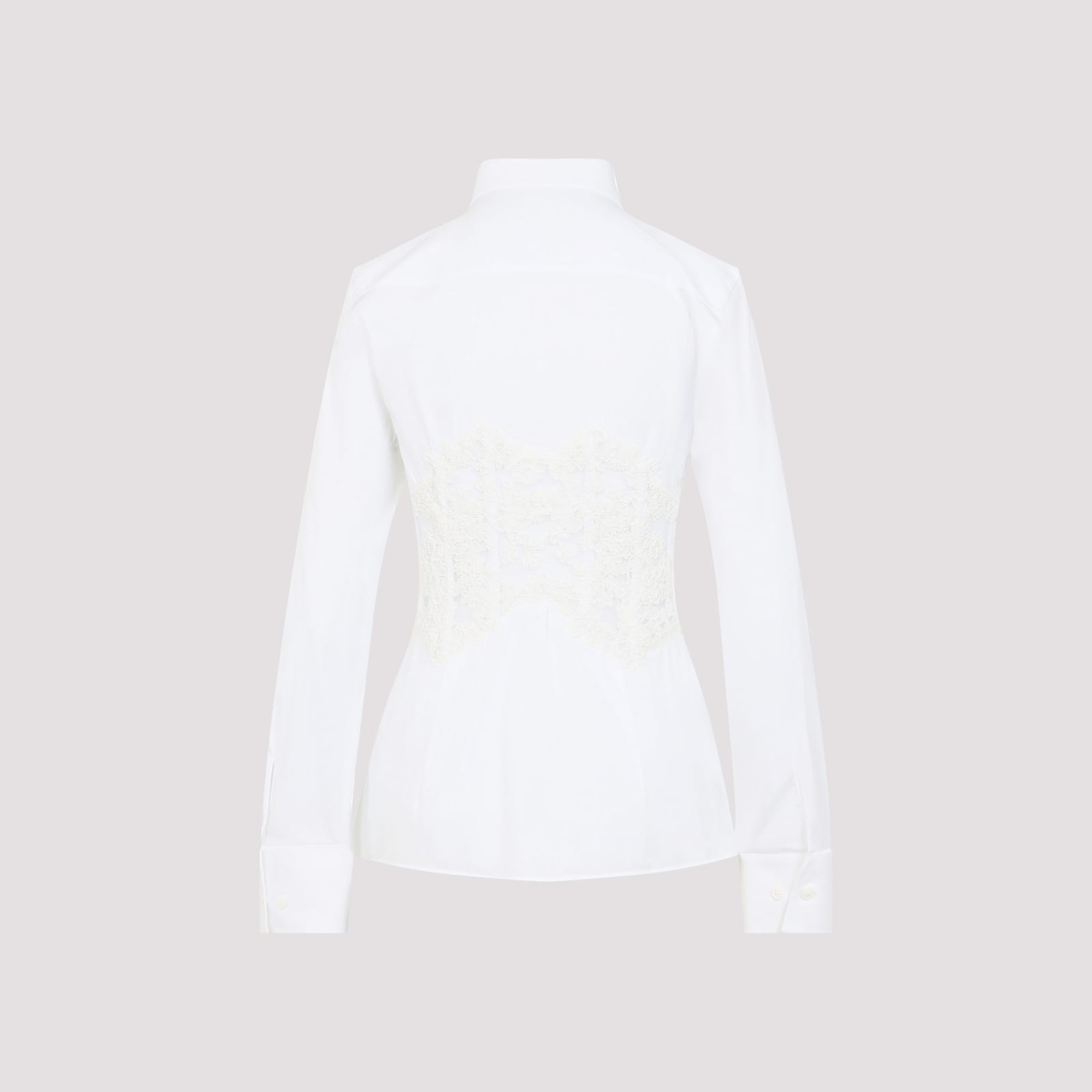Ermanno Scervino Tailored White Shirt With Lace Overlay In White