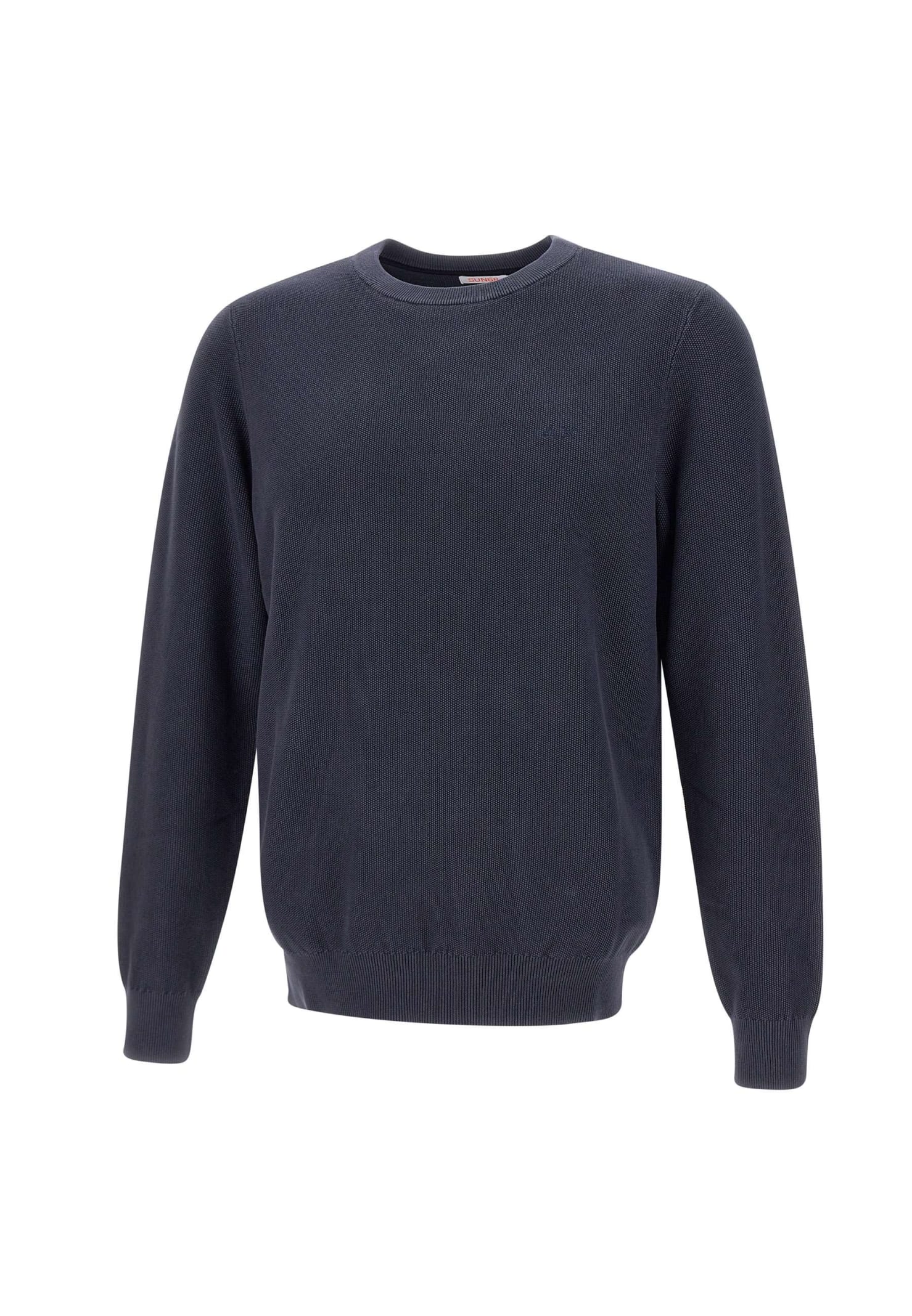 Shop Sun 68 Round Vintage Cotton Sweater Sweater In Navy Blue