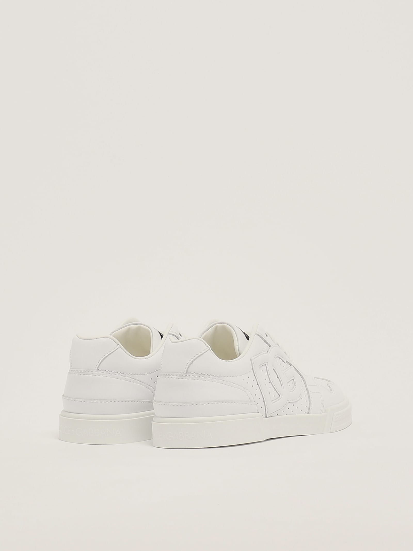 Dolce & Gabbana Logo-patch Lace-detail Sneakers In Bianco