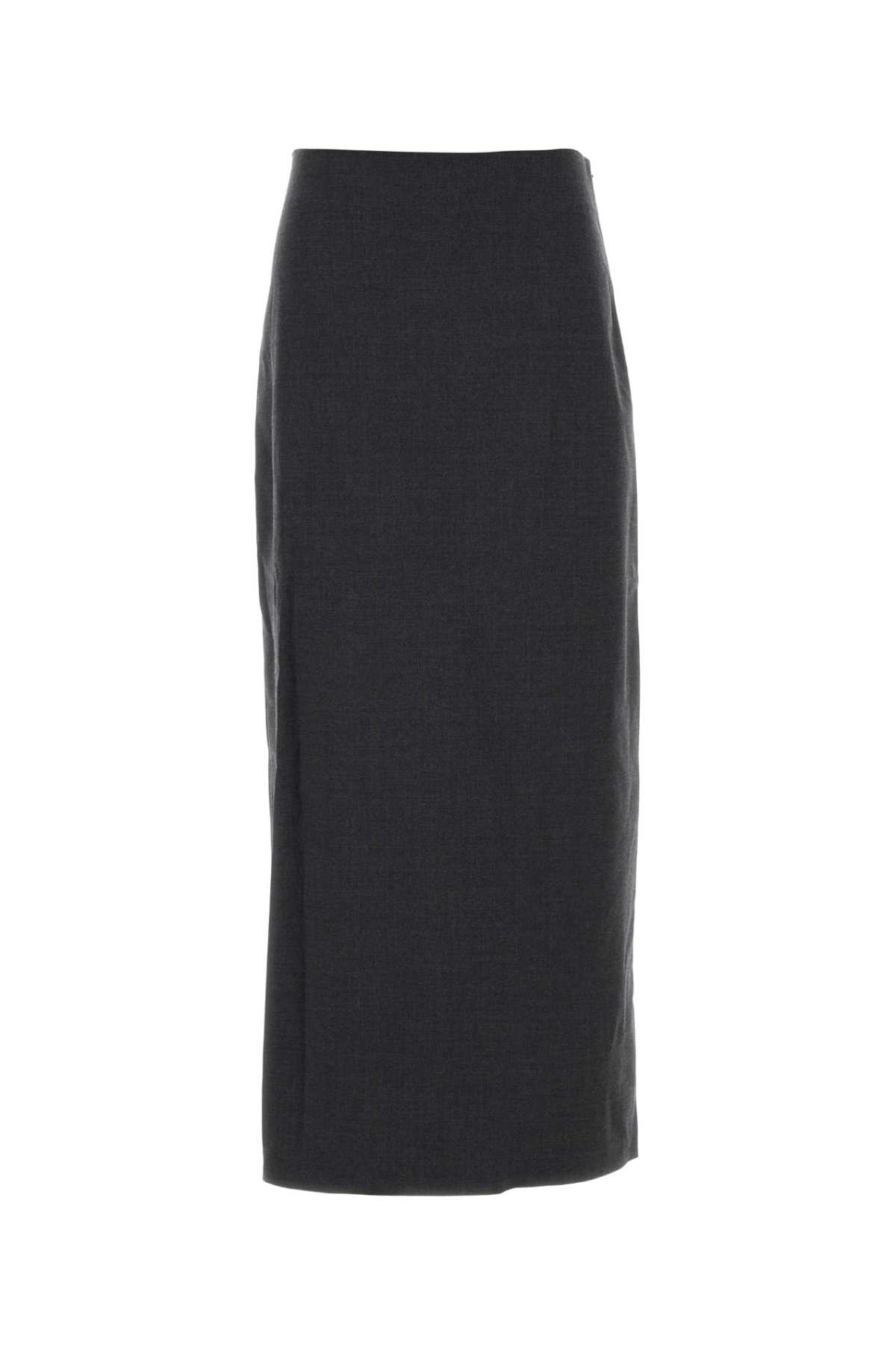 Loulou Studio Charcoal Stretch Wool Samos Skirt In Black