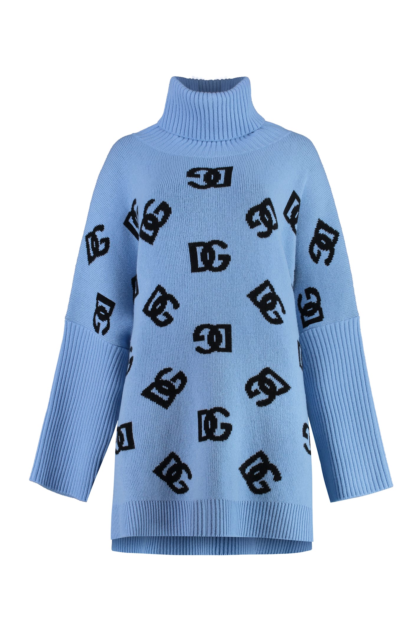 Shop Dolce & Gabbana Wool Poncho In Light Blue