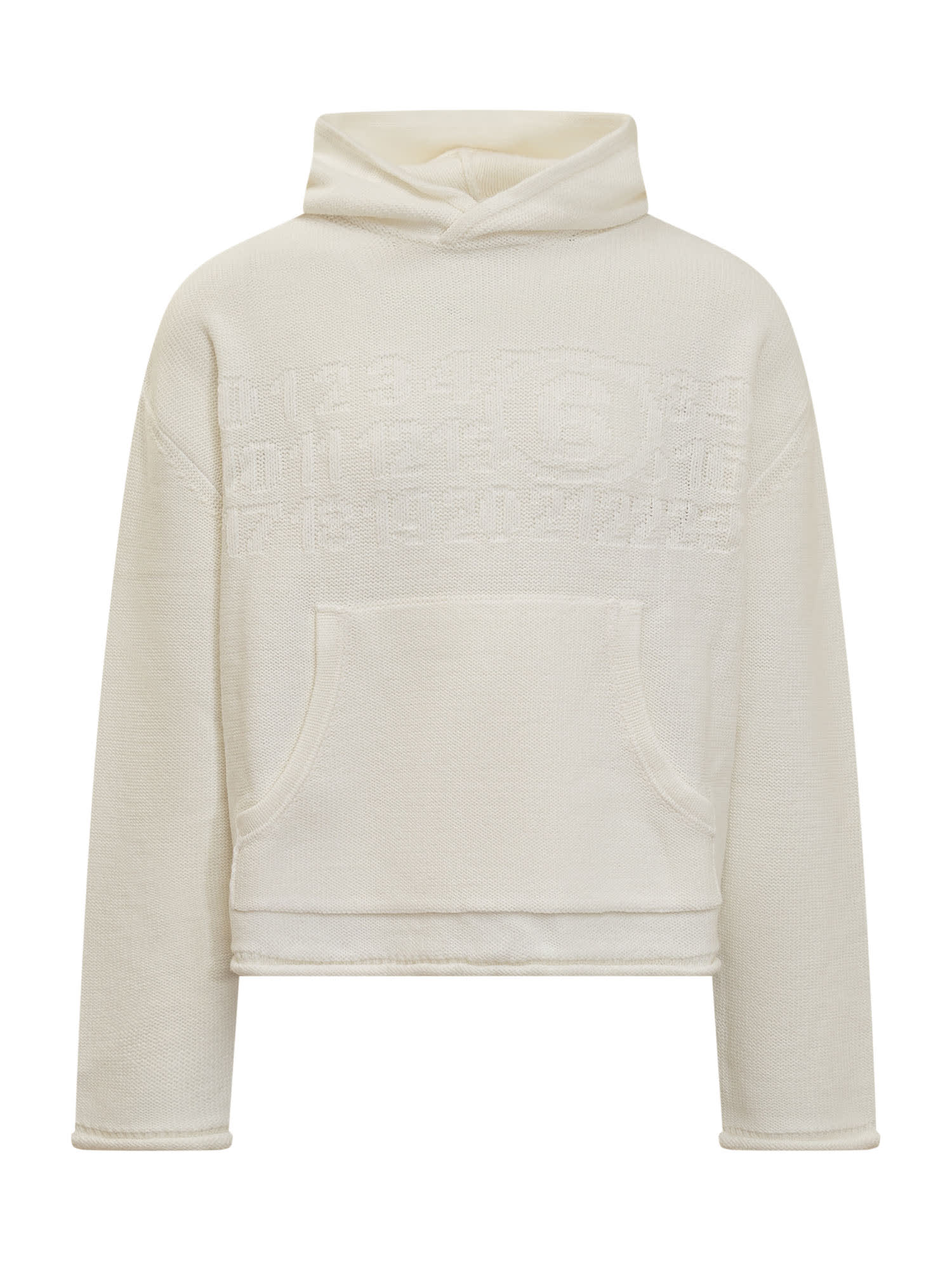 Shop Mm6 Maison Margiela Sweater With Hood In Bianco