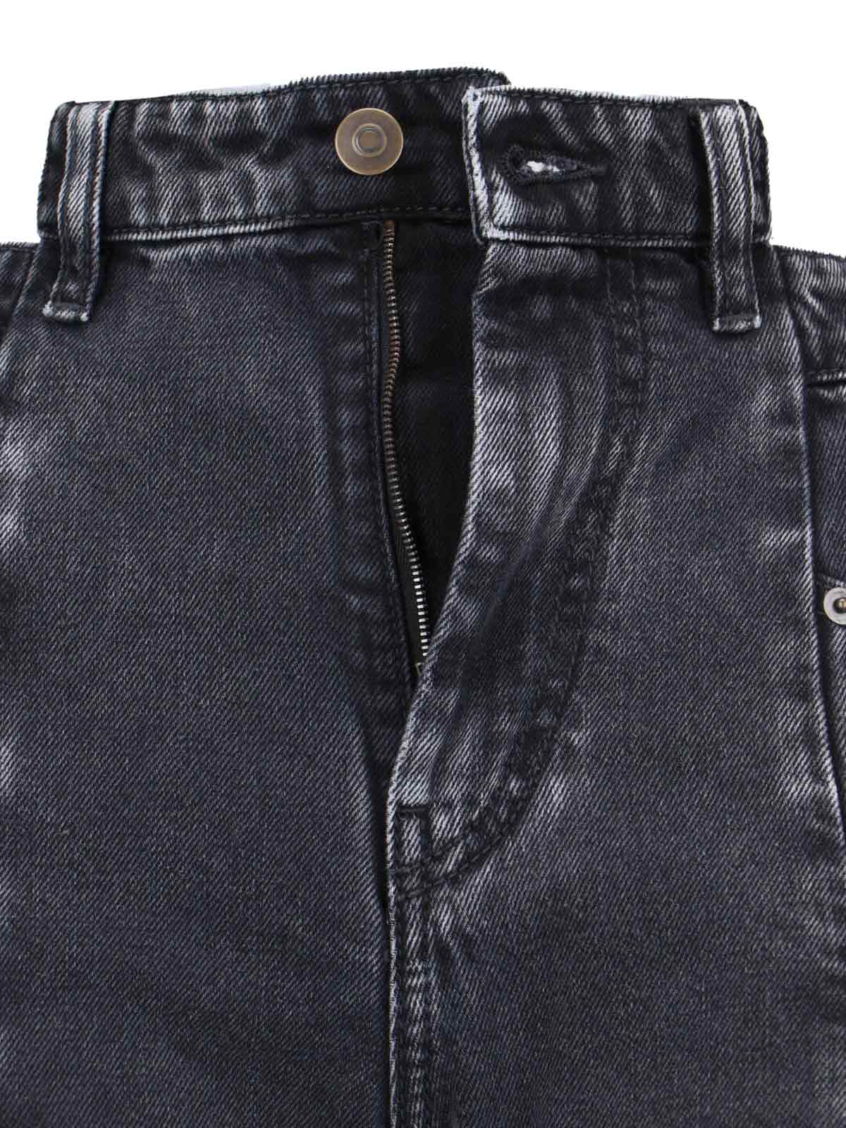 Maison Margiela Black Jeans With Wide Leg And Four-stitch Moniker Logo In Denim Woman In Black