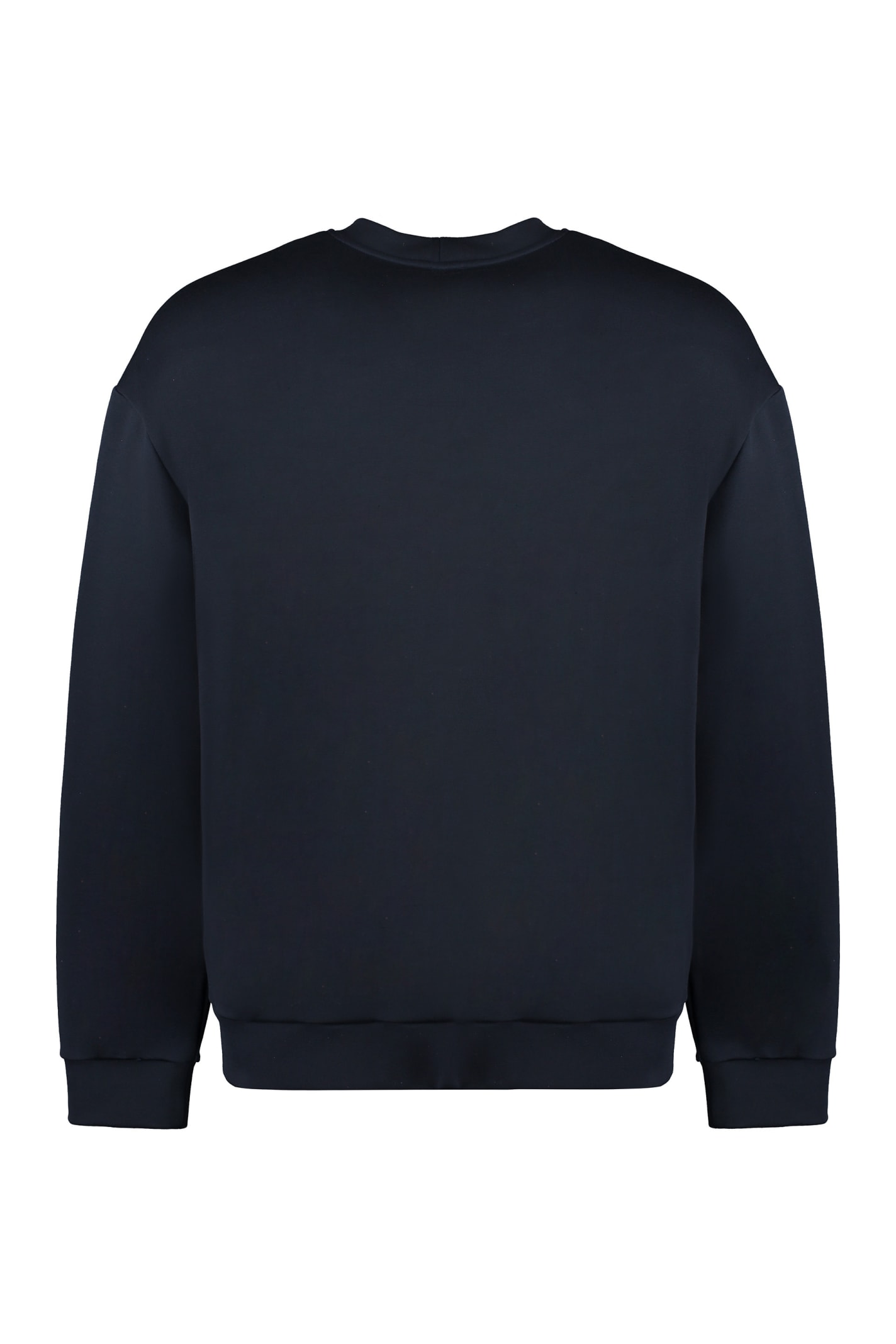 Shop Giorgio Armani Embroidered Logo Crew-neck Sweatshirt In Ubwz