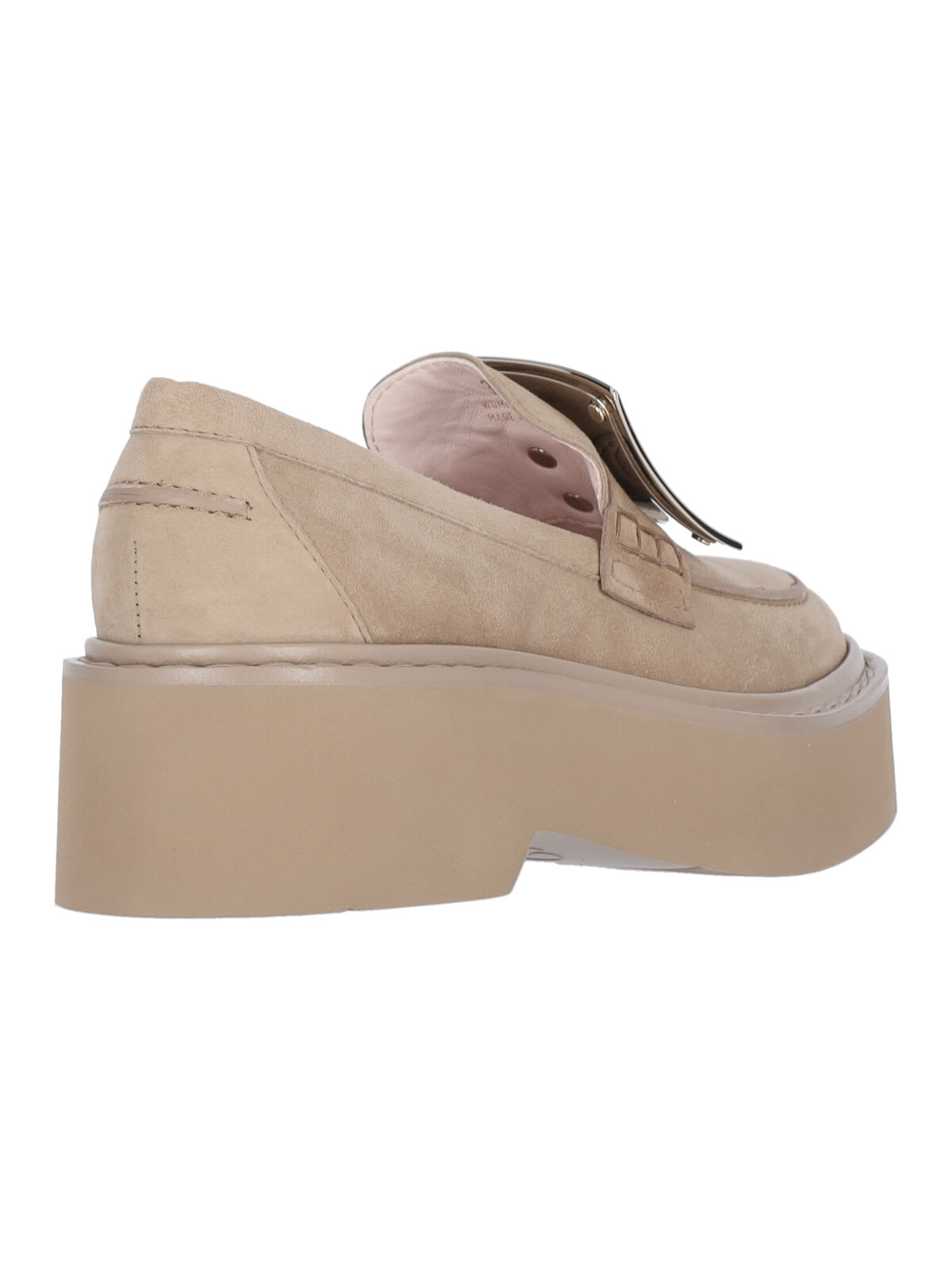 Roger Vivier Viv Rangers High Metal Loafer In Nude