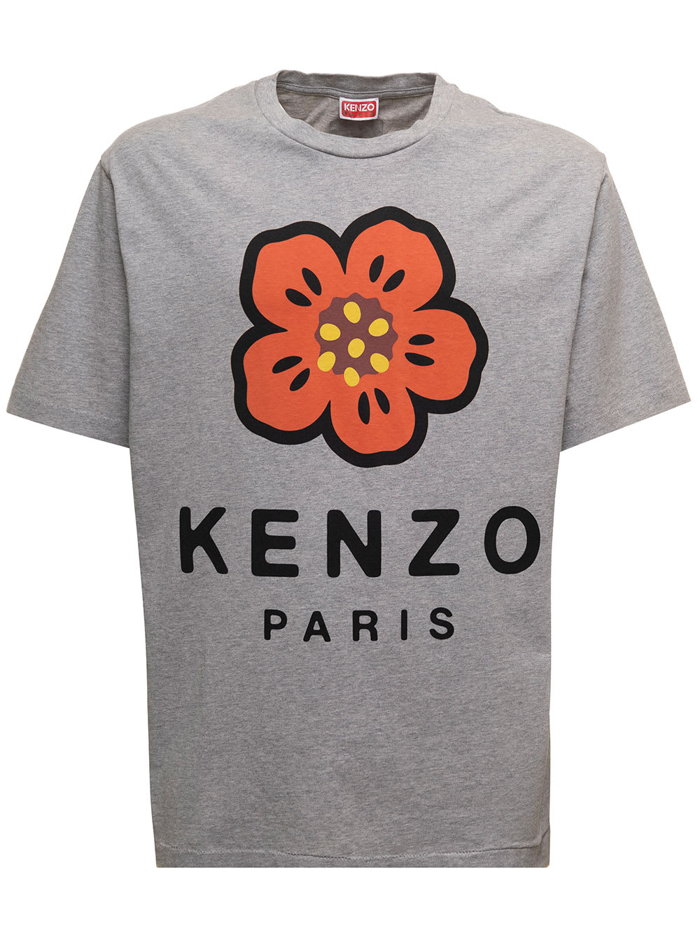 Grey T-shirt In Jersey With Broke Flower Print Kenzo Man