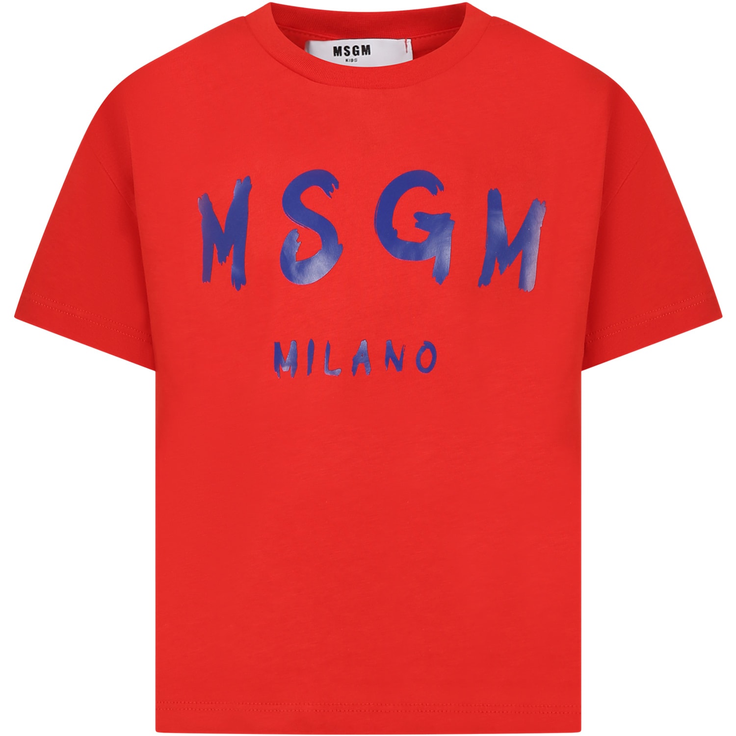 Msgm Red T-shirt For Kids With Logo