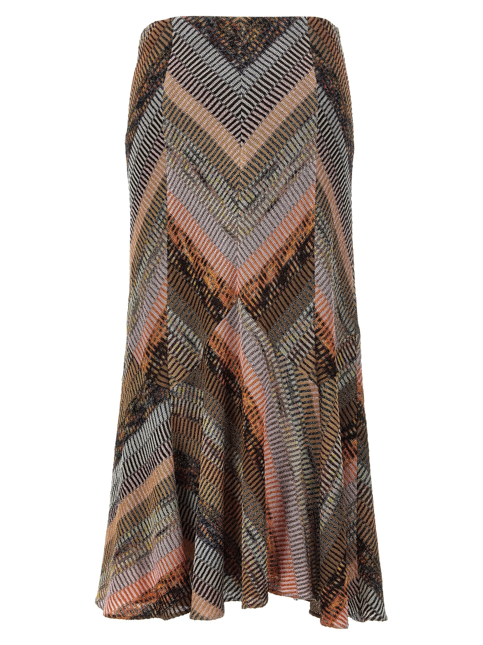 Shop Missoni Lamé Flared Midi Skirt In Multicolour