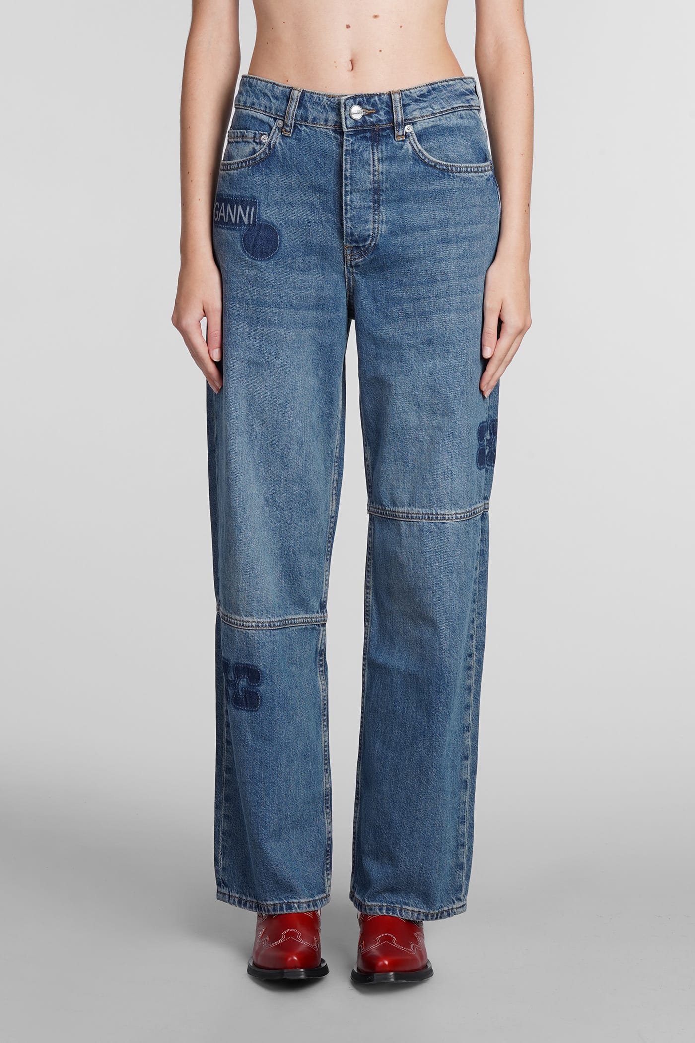 Ganni Blue Izey Jeans In Blue
