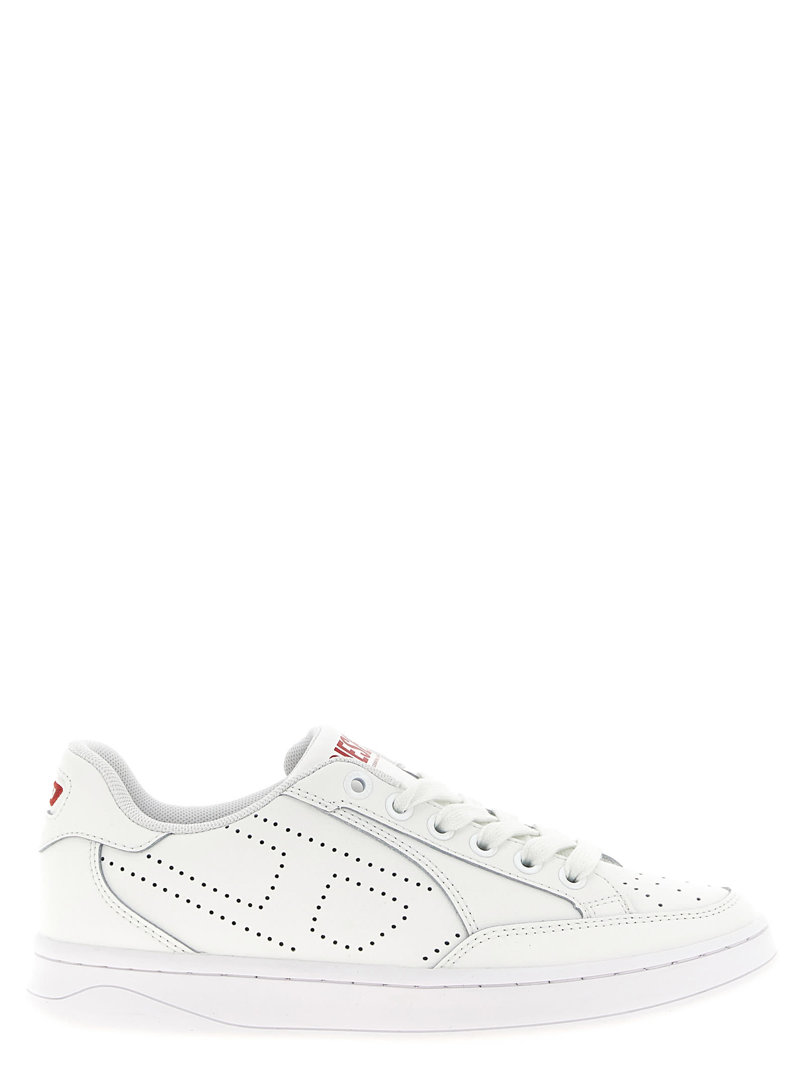 Diesel Low-top Sneakers With Perforated Design And Rubber Sole In White