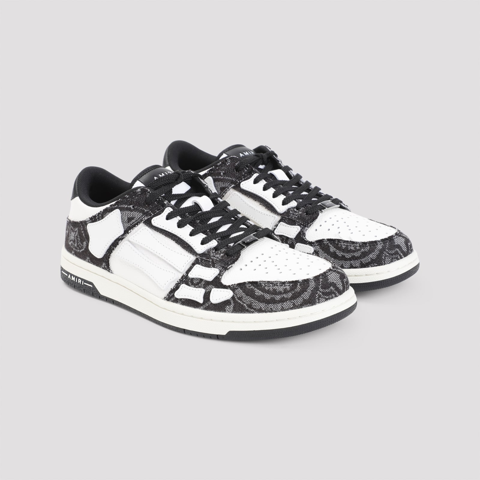 Shop Amiri Bandana Denim Skeleton Top Low Sneakers In Black