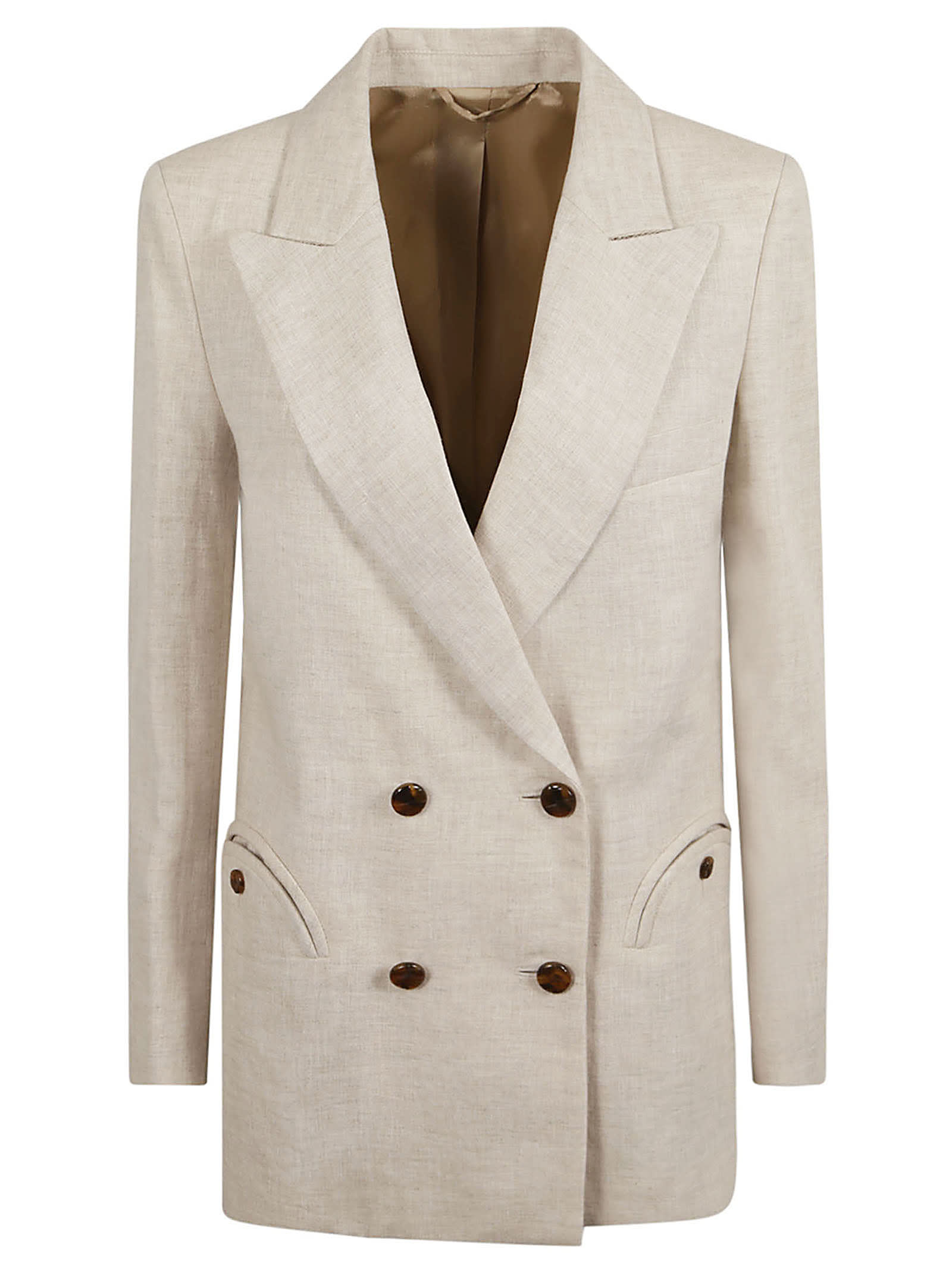 Shop Blazé Milano Double-breasted Formal Dinner Jacket In Oatmeal