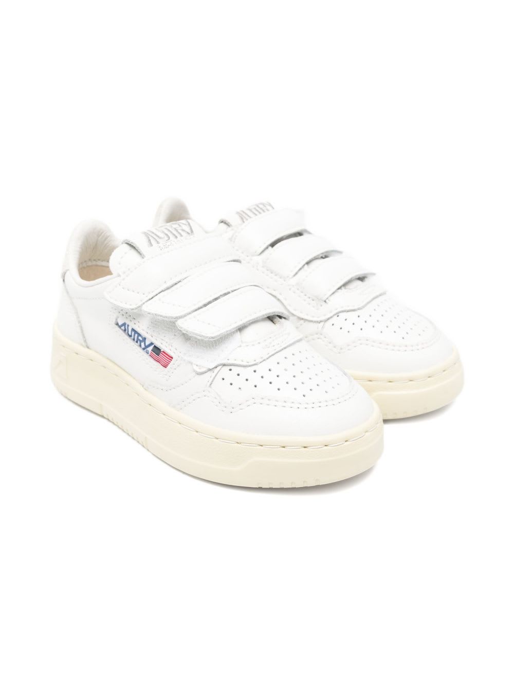 Autry Kids Sneakers With Double Hook-and-loop Closure In Neutral