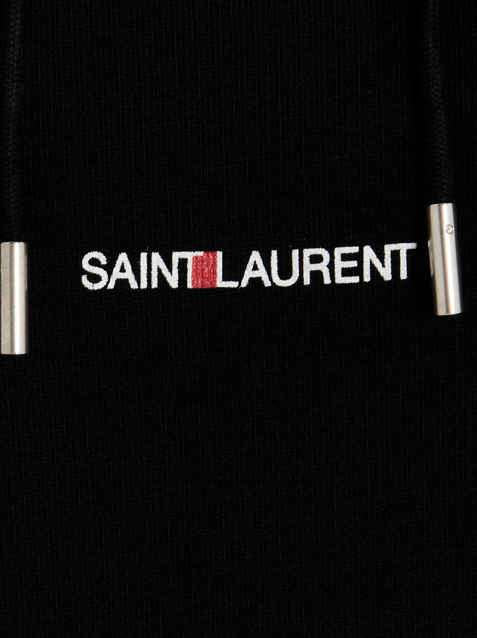 Shop Saint Laurent Logo Print Hoodie In Black