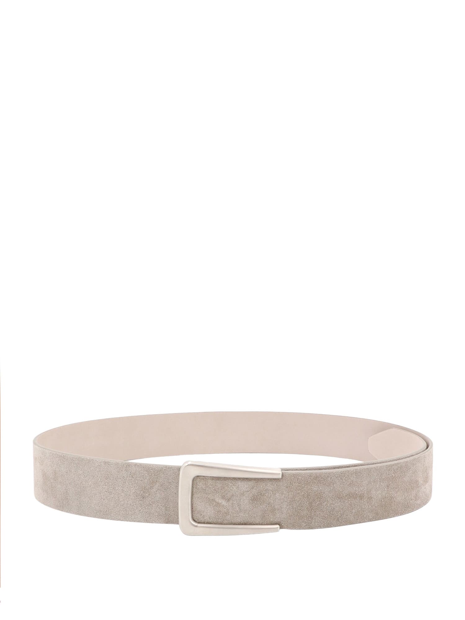 Brunello Cucinelli Suede Belt With Substantial Buckle In Silver