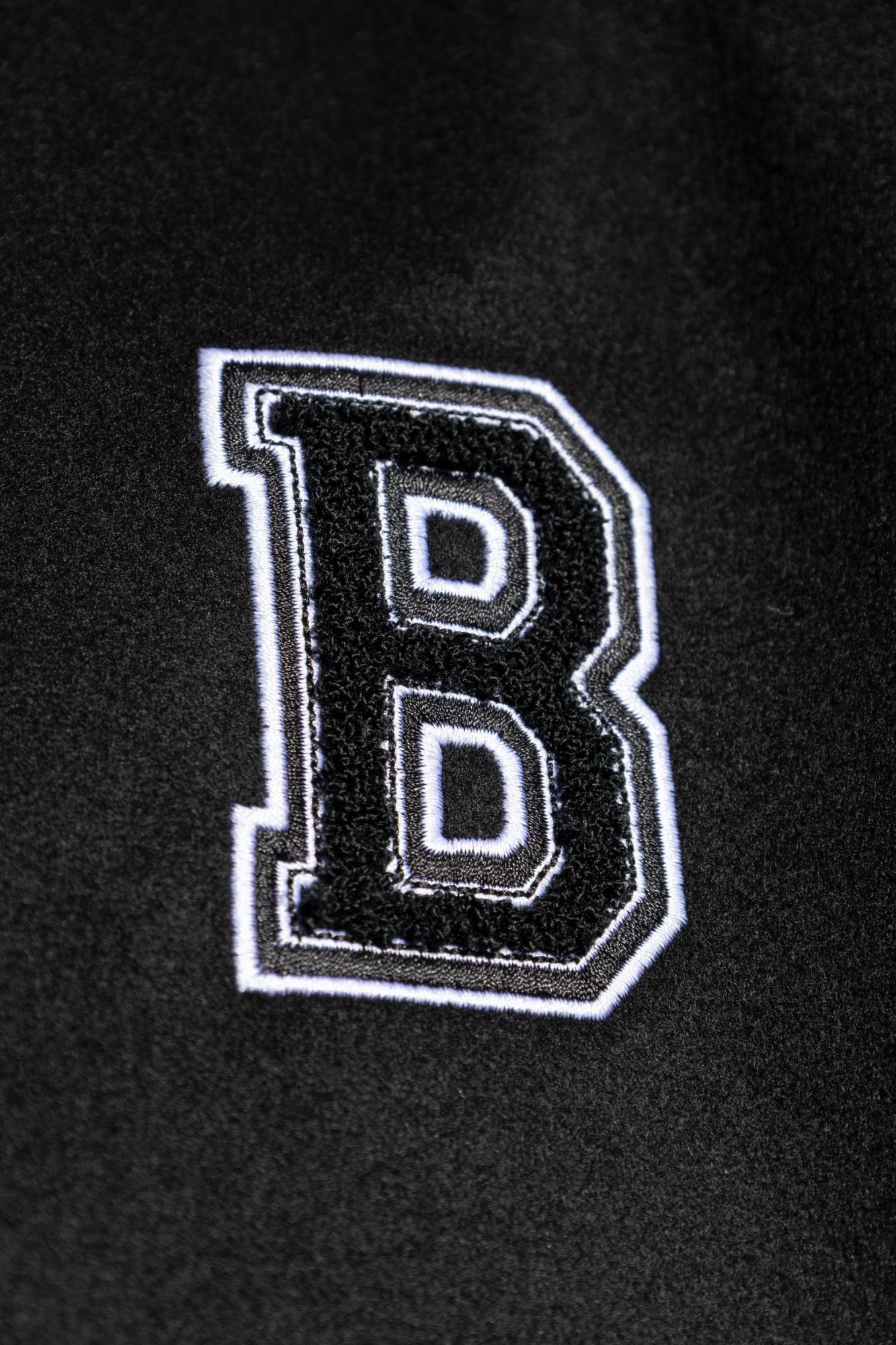 Balmain Wool And Eco-leather Varsity Jacket With Patch In Black