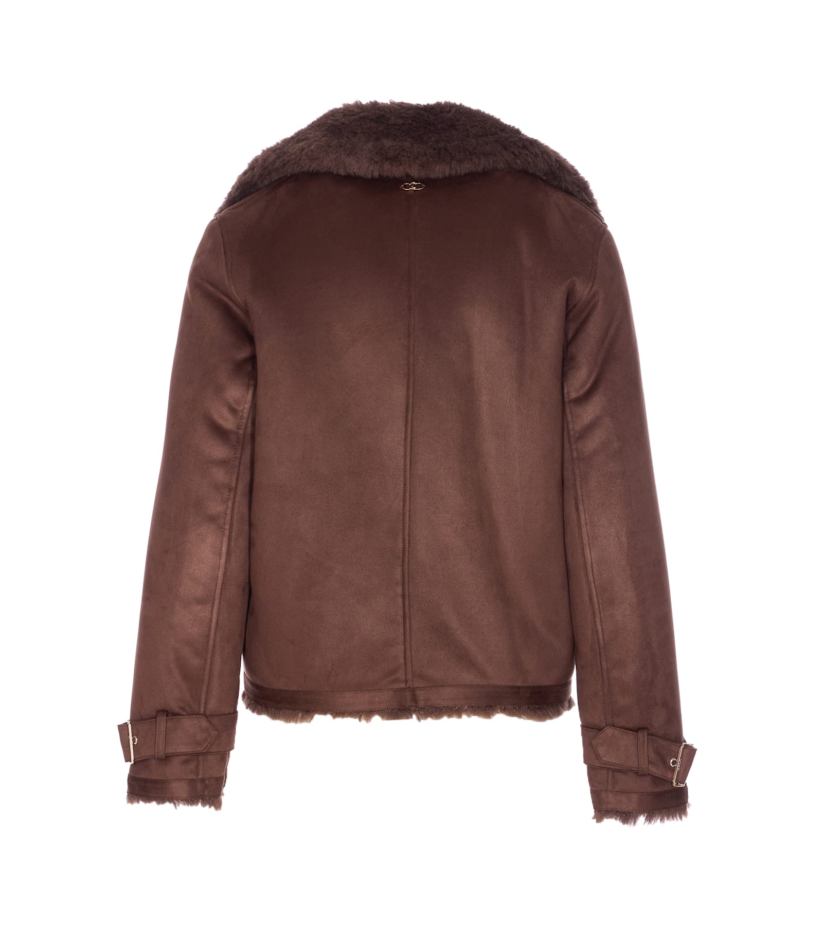 Liu •jo Brown Double Breasted Button Jacket In Brown