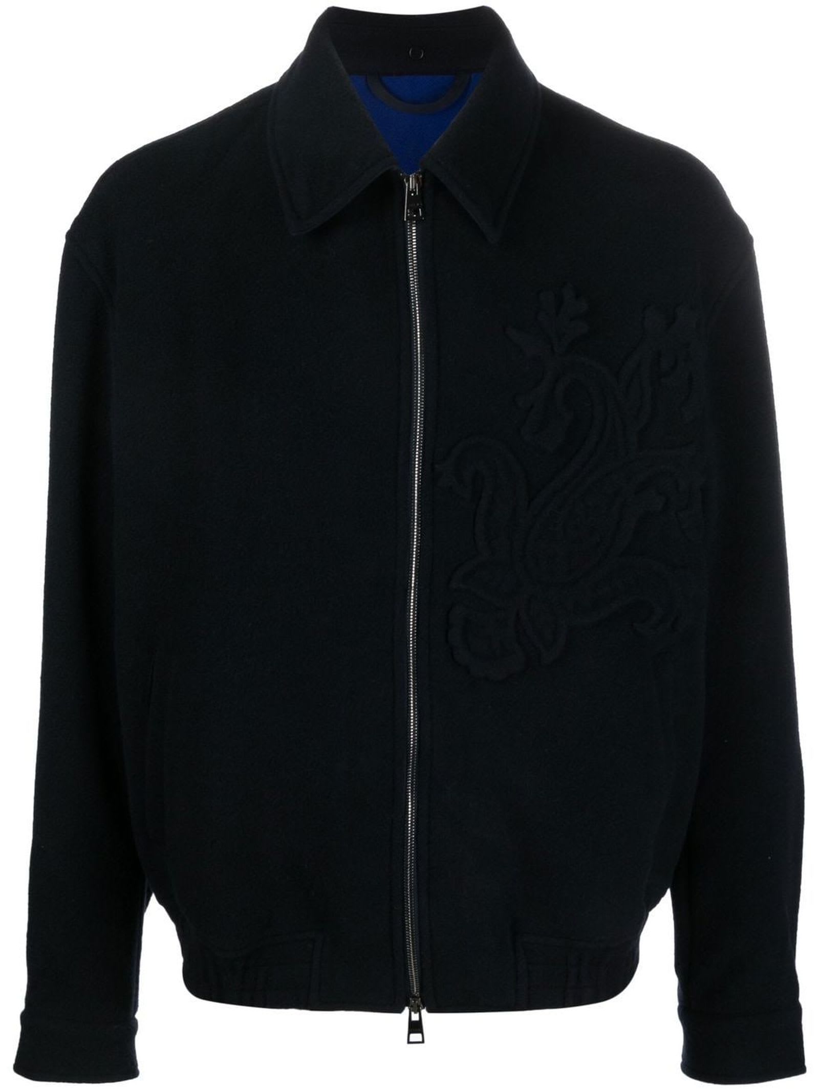 Etro Navy Blue Virgin Wool Shirt Jacket