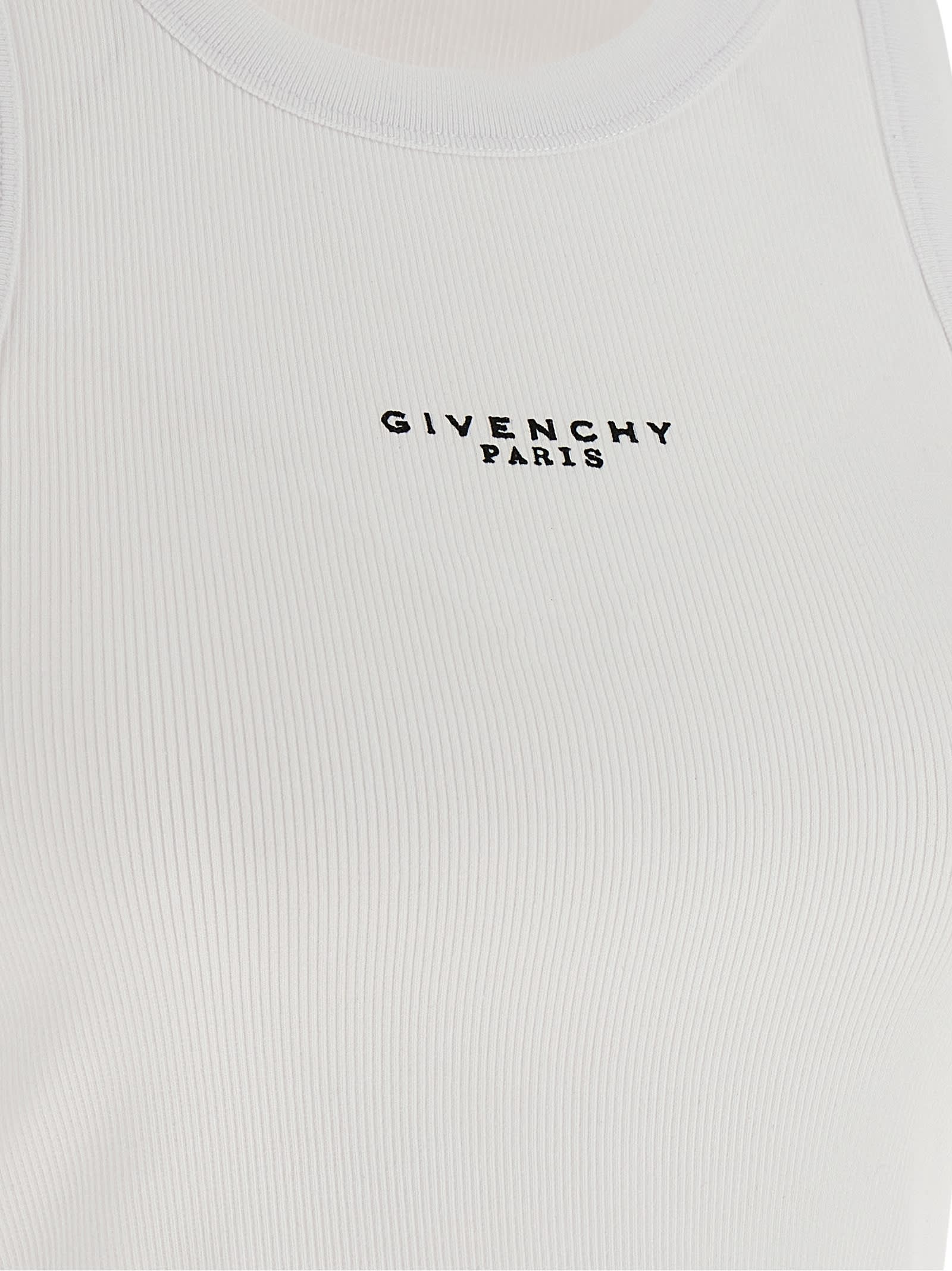 Givenchy White Sleeveless Top With Logo Lettering On The Front In Cotton Stretch Woman In White