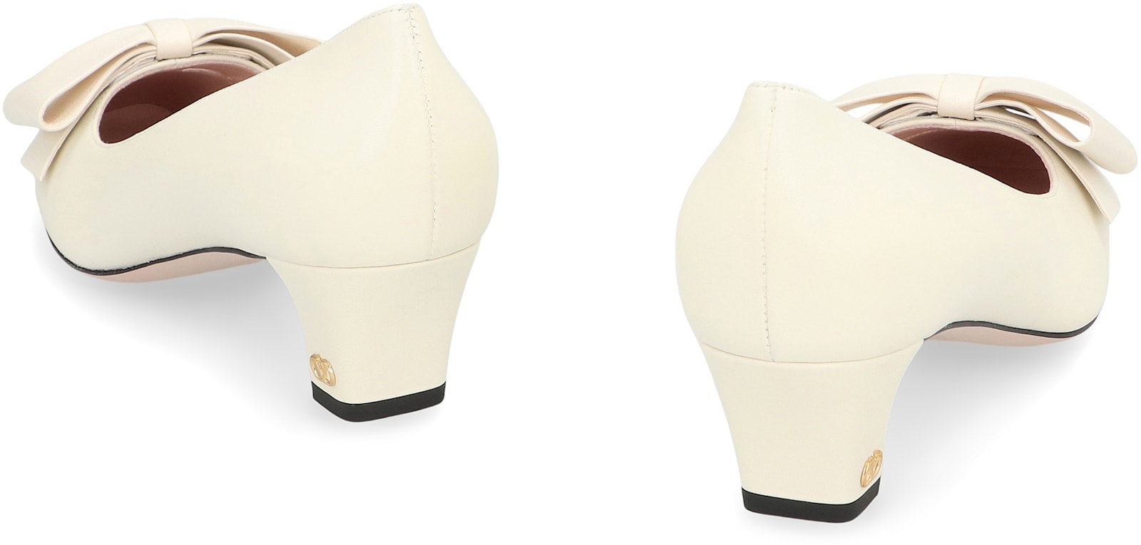 Shop Valentino Garavani - Bowow Leather Pumps In Ivory