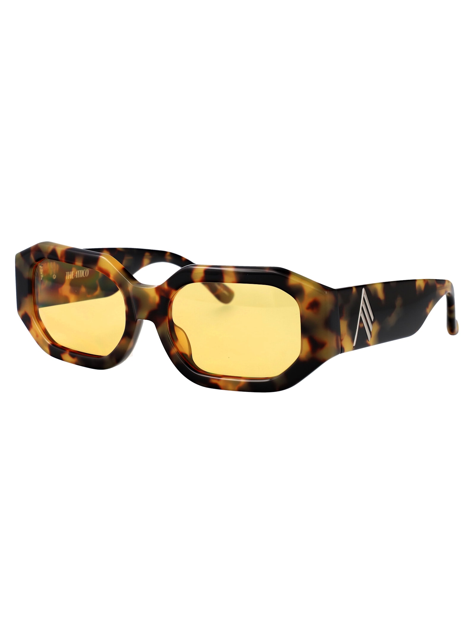 Attico Blake Sunglasses In T-shell/silver/yellow