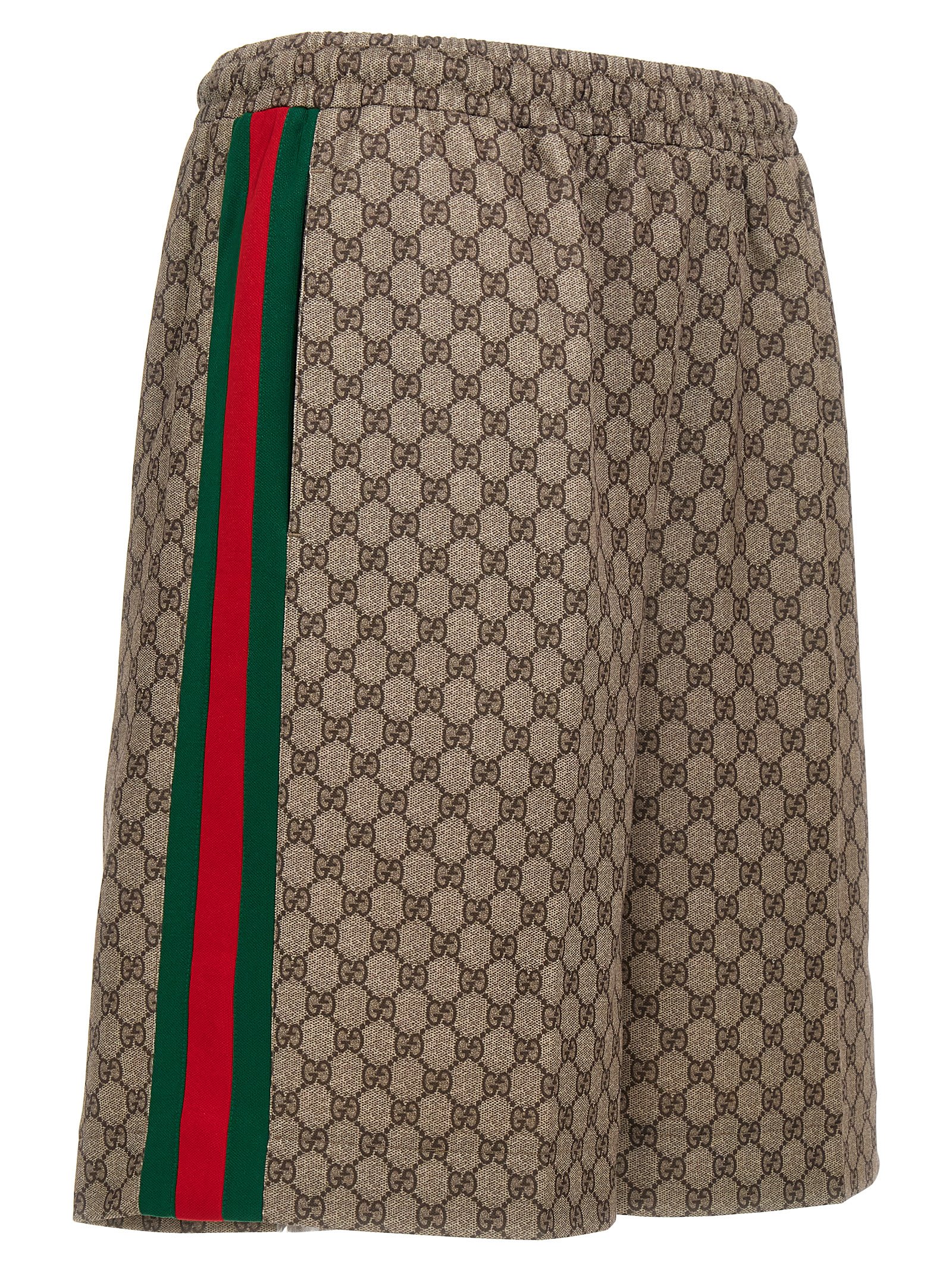 Shop Gucci Nastro Web Bermuda Shorts In Beige