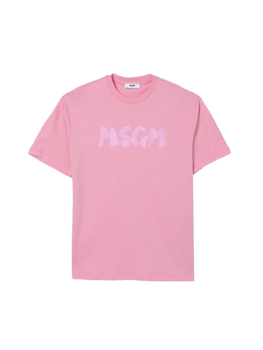 Msgm T-shirt With Logo In Pink