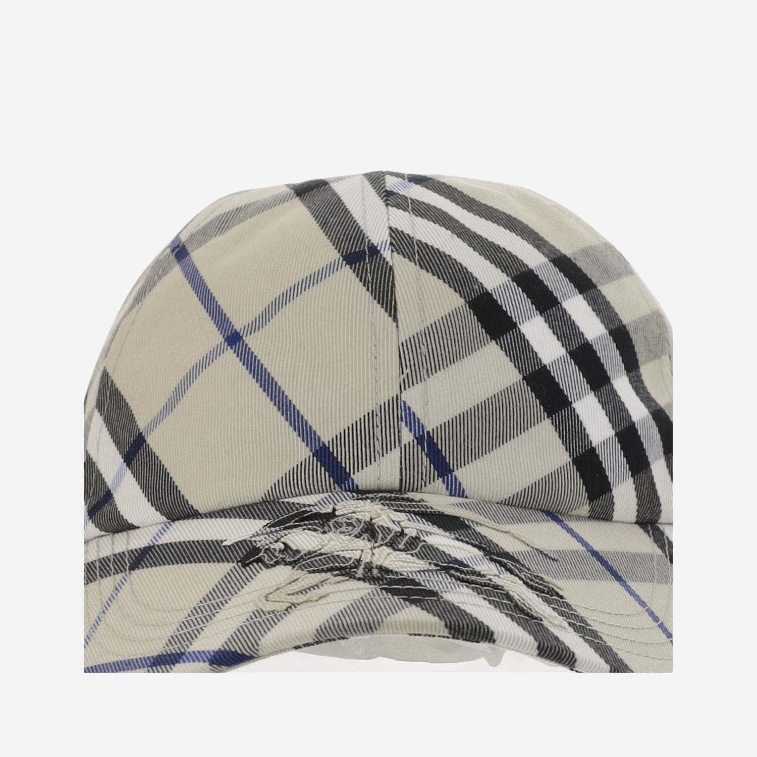 Shop Burberry Cotton-blend Baseball Cap With Check Pattern In Grey