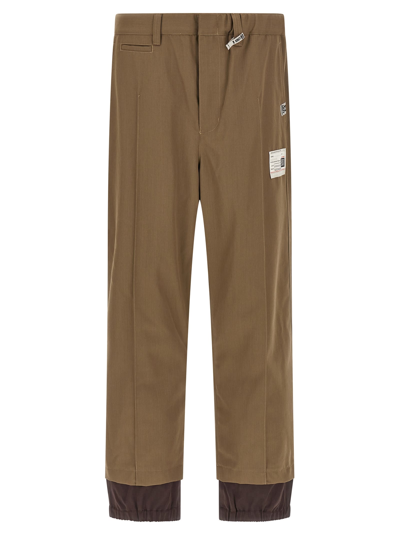 Miharayasuhiro Mix Layered Wool Gabardine Pants In Brown