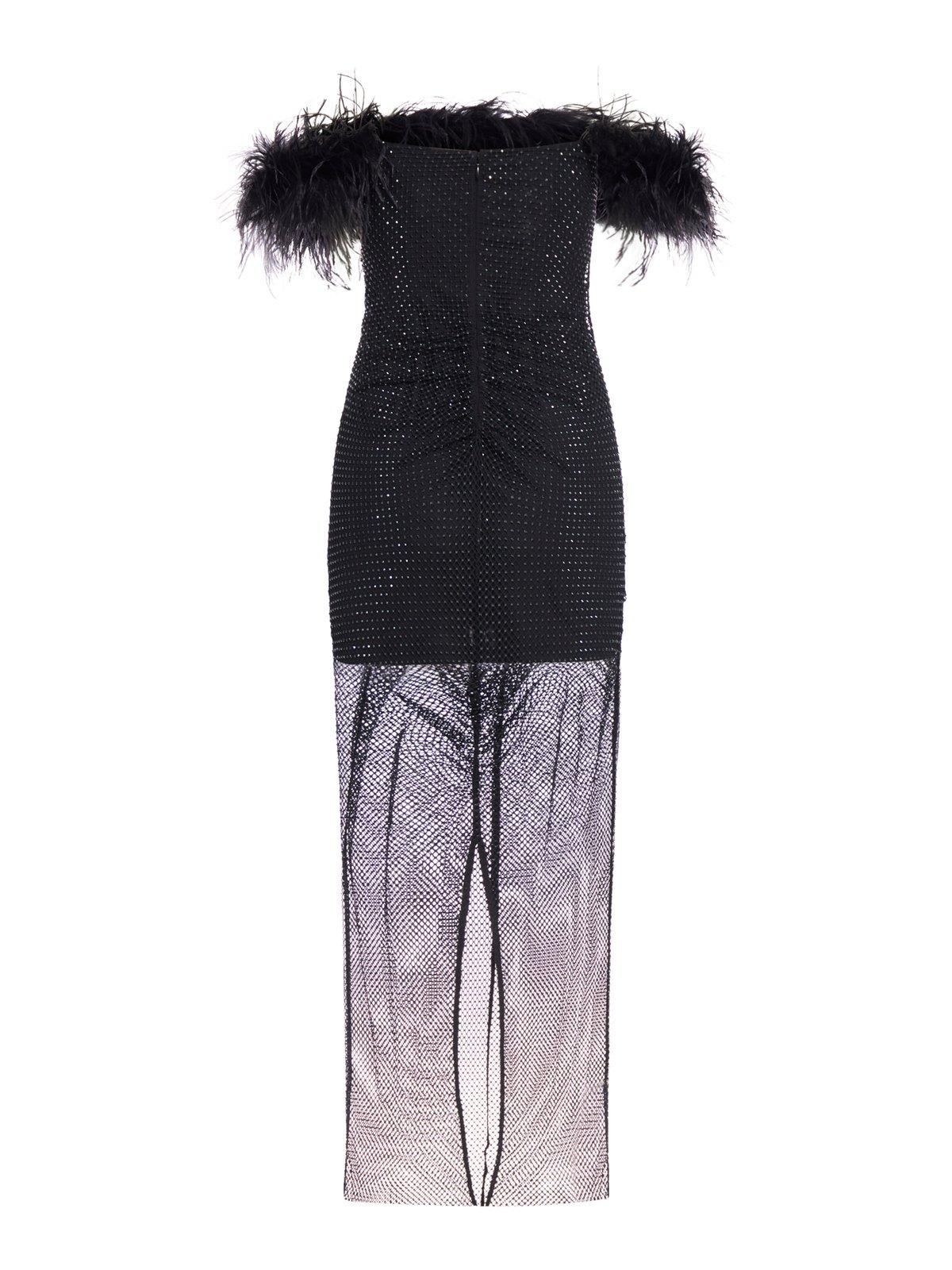 Shop Self-portrait Embellished Midi Dress In Black