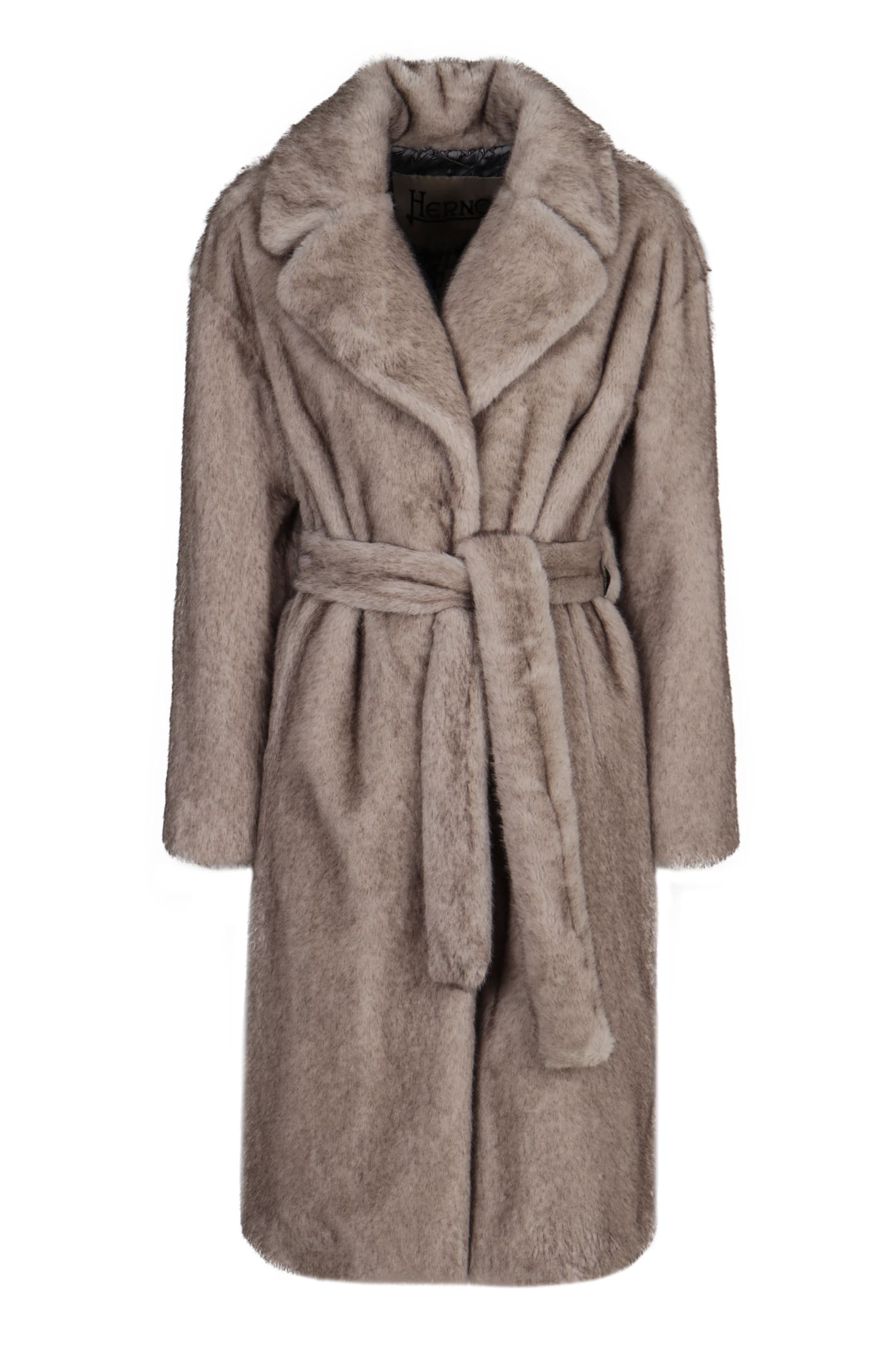 Herno Faux Fur Coat In Brown