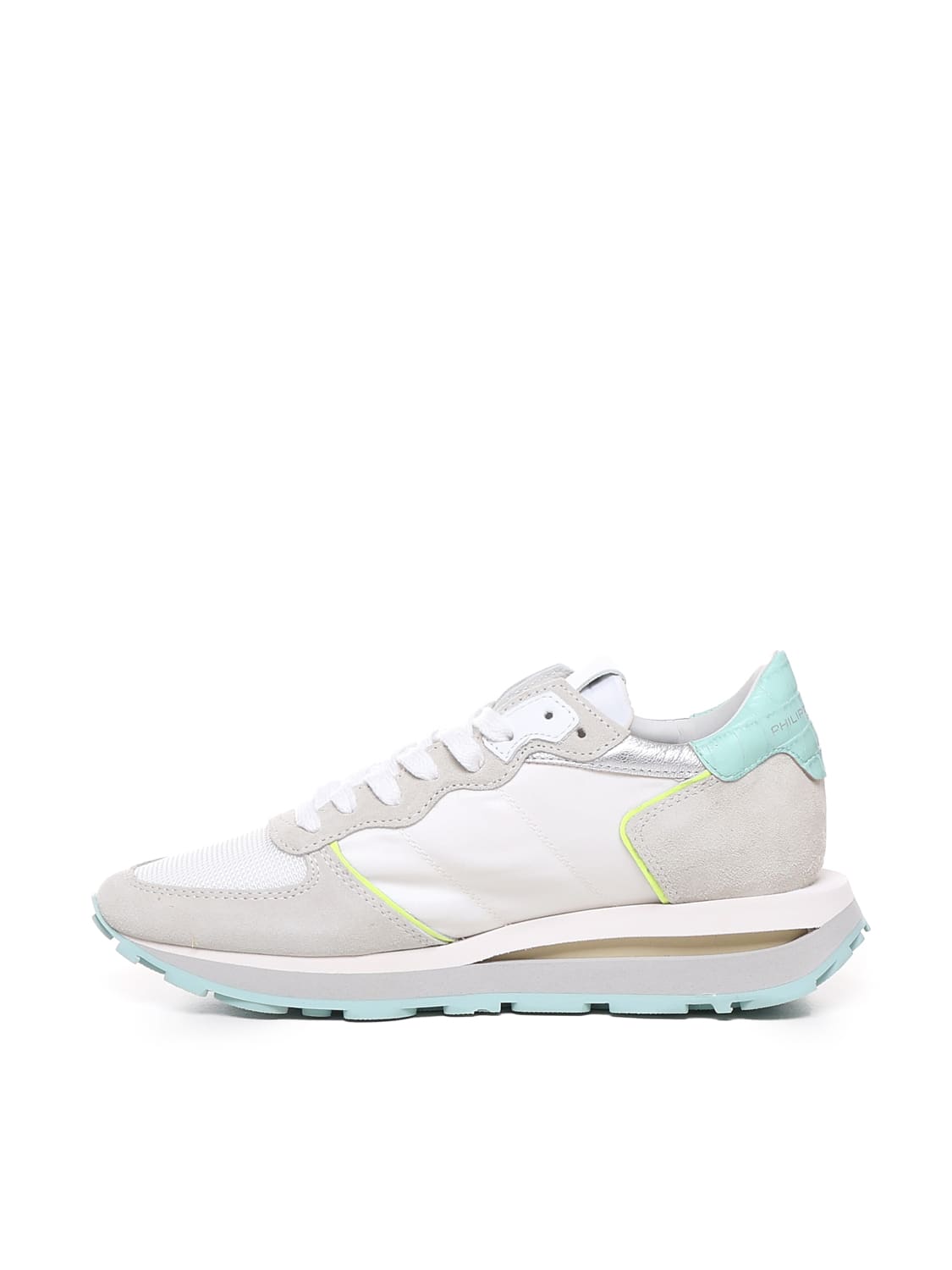 Shop Philippe Model Low Tropez Haute Sneakers In White, Light Blue