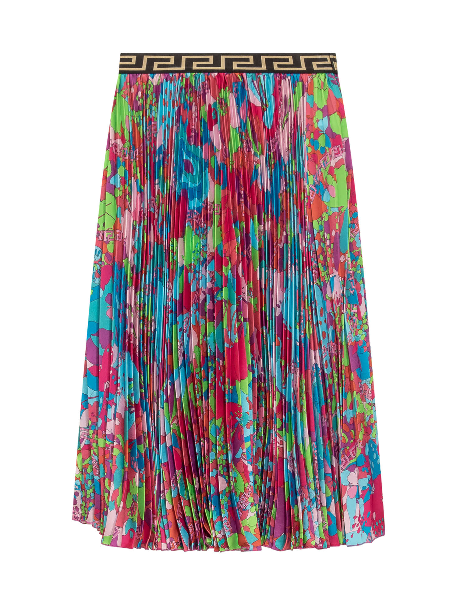 Versace Light Blue Skirt Forgirl With Flowers Print In Light Blue