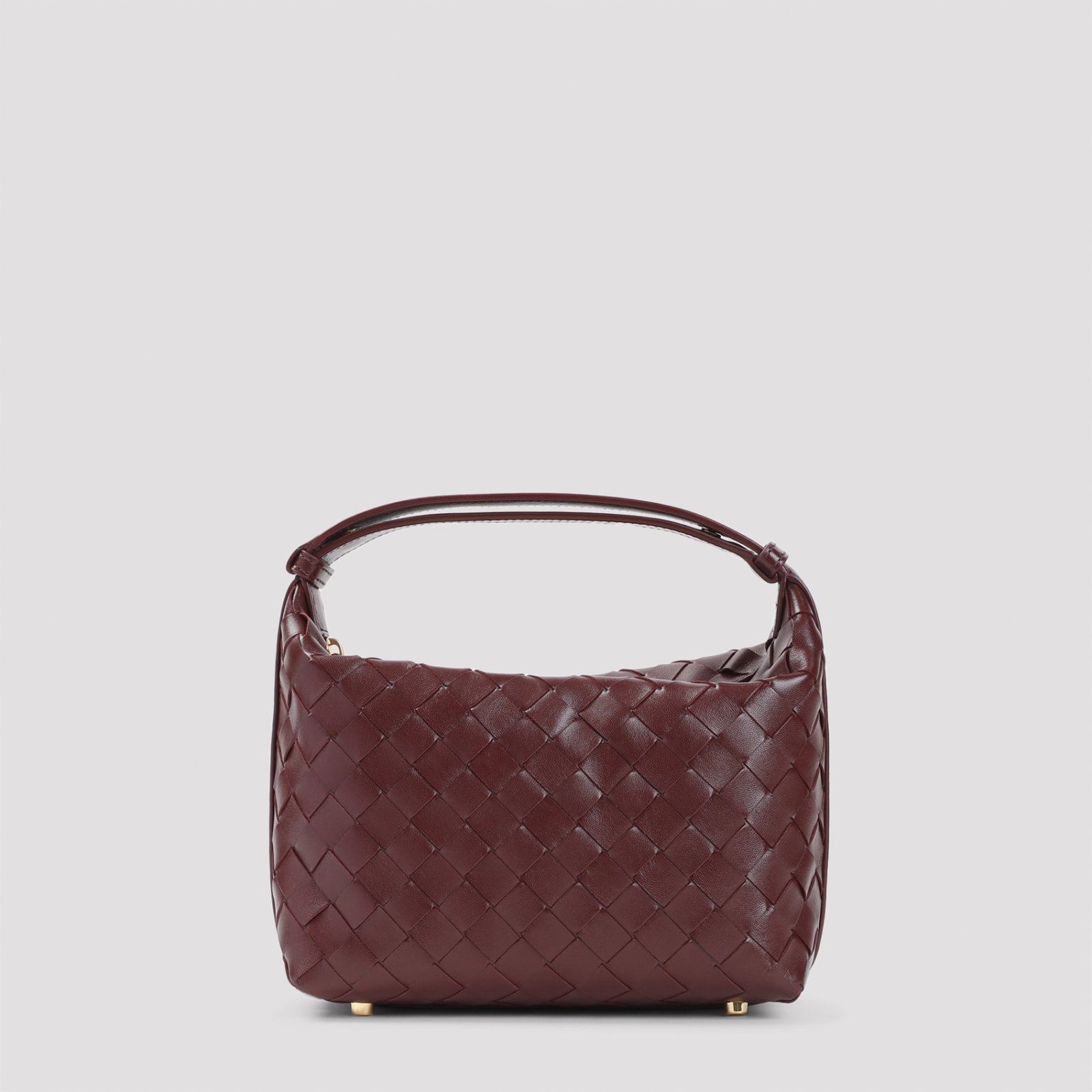 Bottega Veneta Mini Wallace Intreccio 15 Barolo Gold Leather Handbag