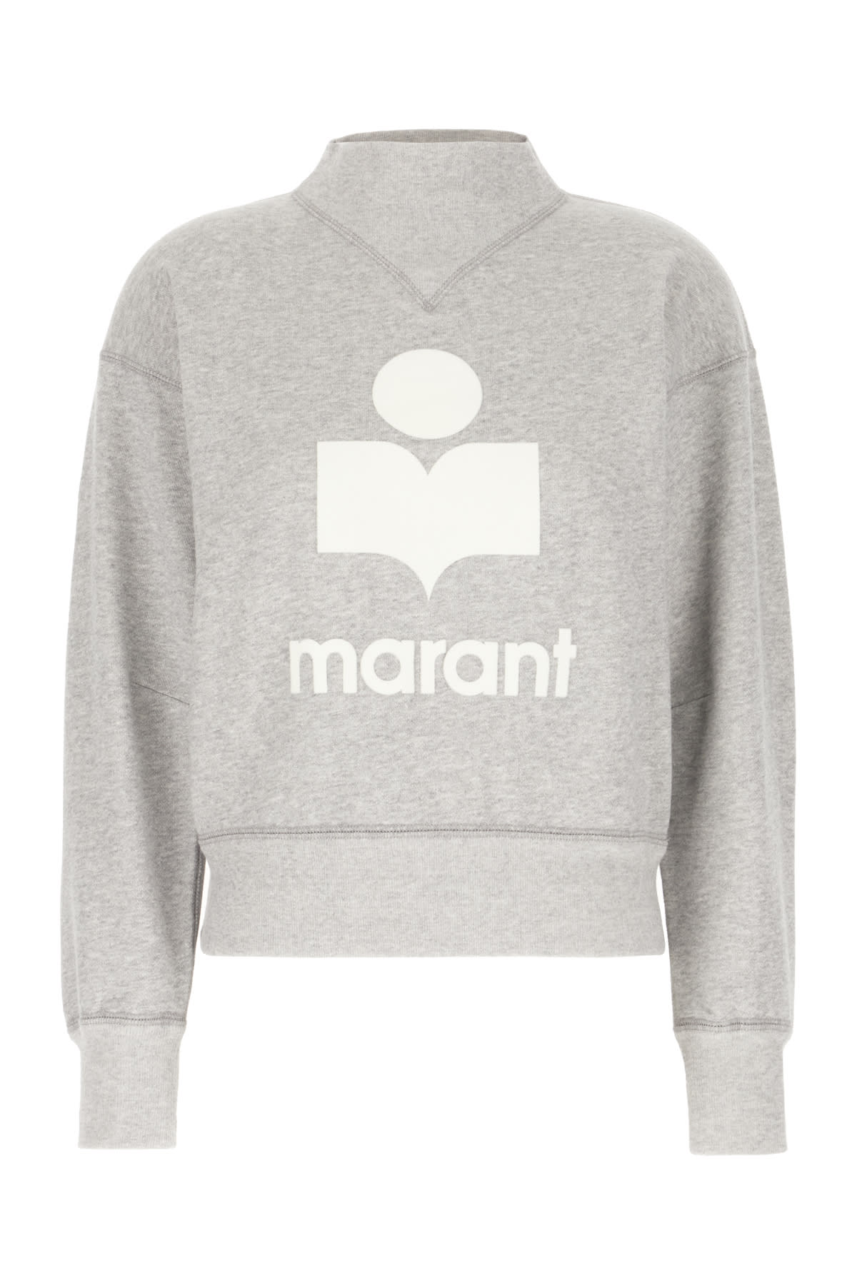 Marant Etoile Melange Grey Cotton Blend Sweatshirt In Grey Ice Blue