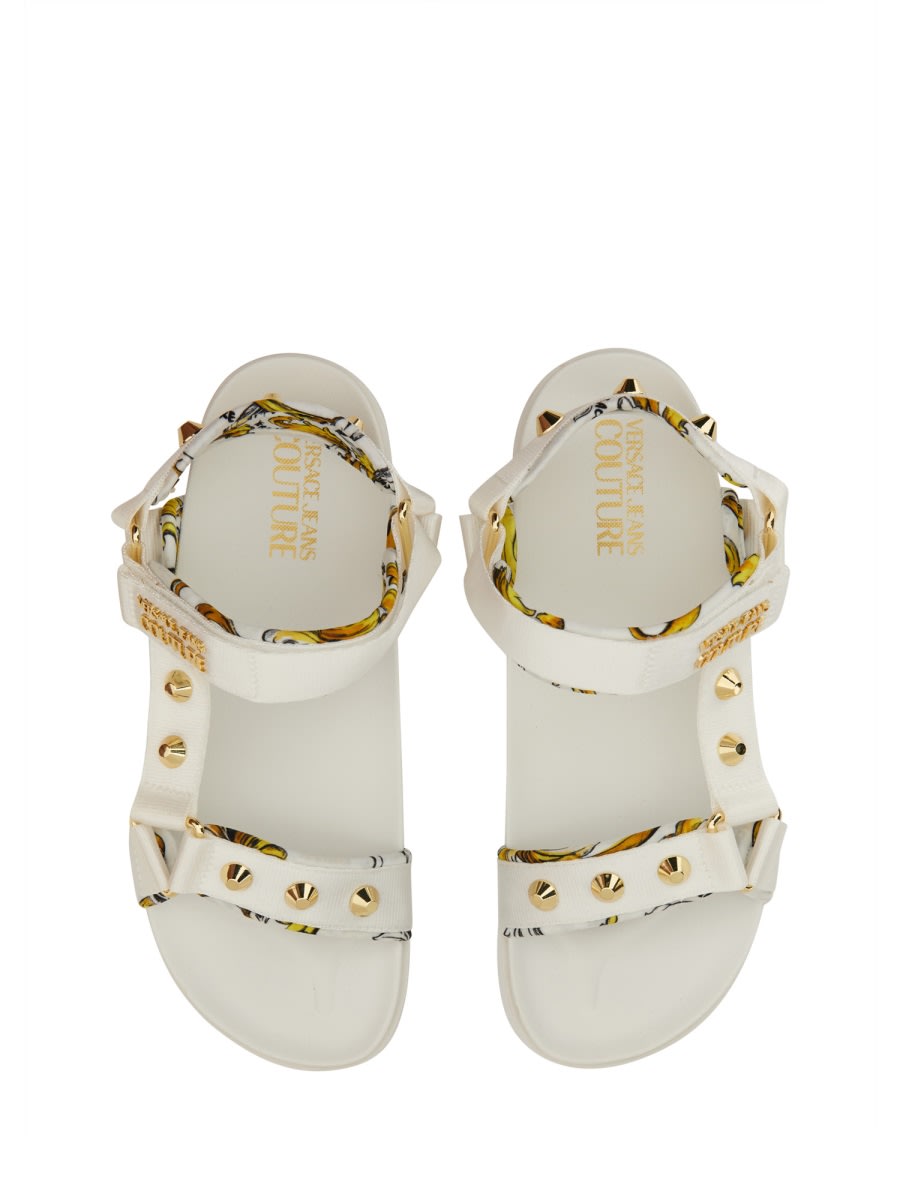 Shop Versace Jeans Couture Sandal With Logo In White