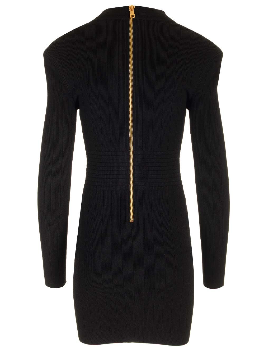 Shop Balmain Short Knitted Dress In Black