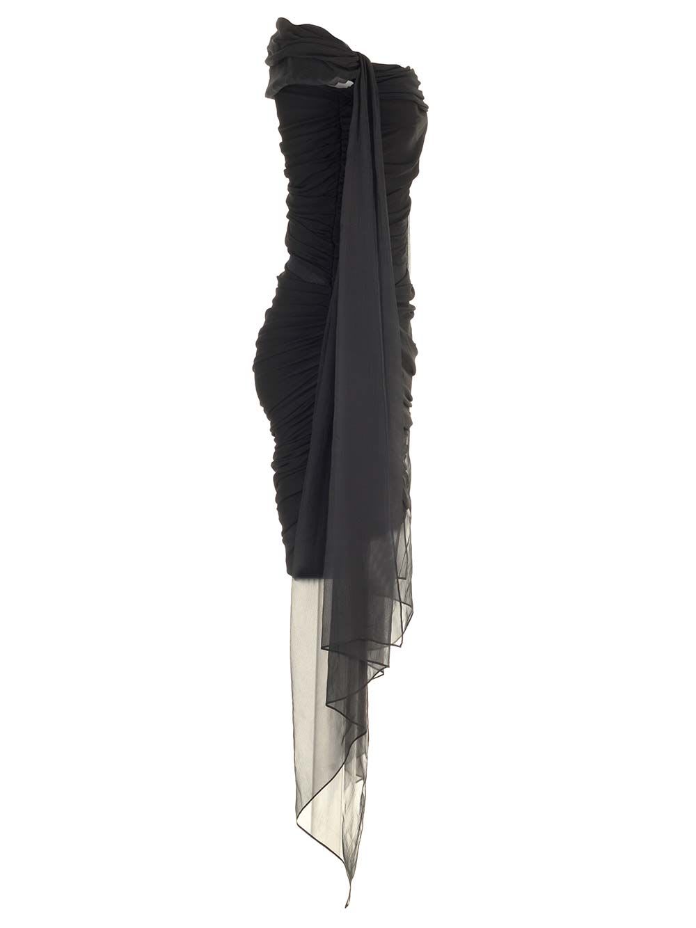 Shop Givenchy Draped Dress In Black