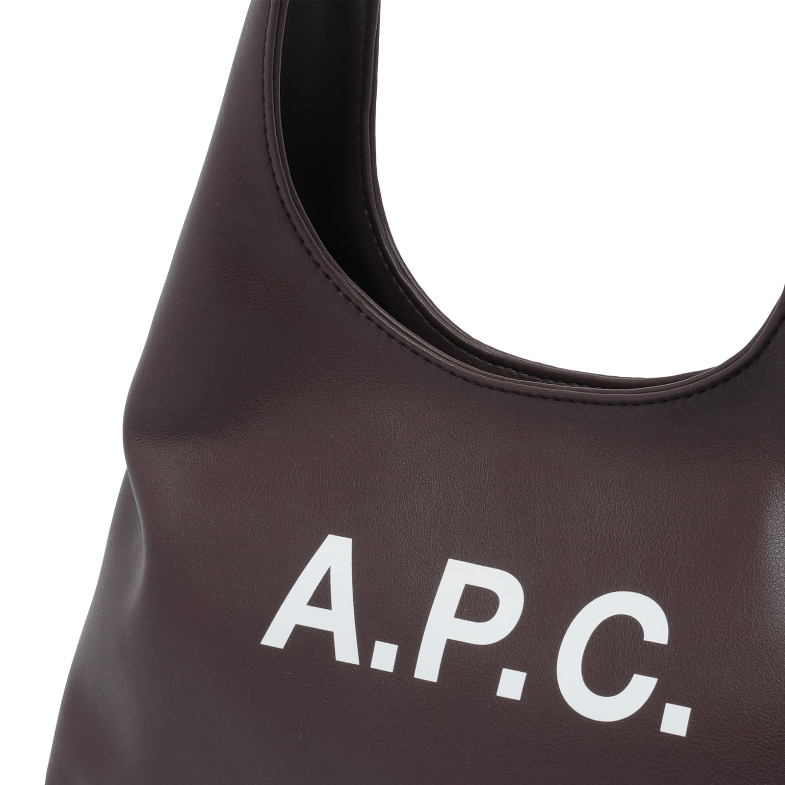 Apc A.p.c. Dark Brown Synthetic Leather Small Ninon Shoulder Bag In Brown