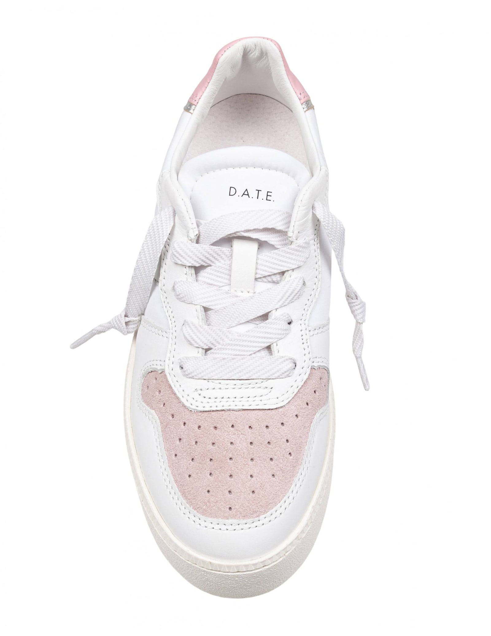 Shop Date D.a.t.e Sneakers Court Platform In Leather And Suede White And Pink In White/pink