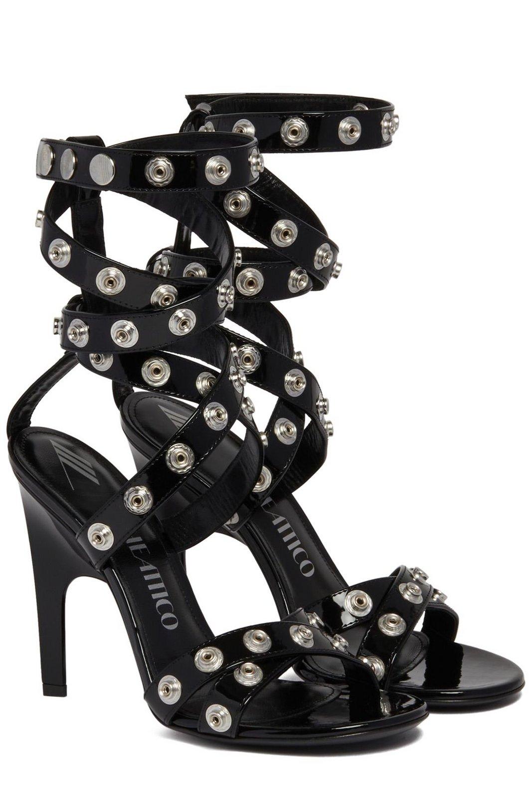 Shop Attico Cosmo Double Ankle Strap Press-stud Detailed Sandals In Black