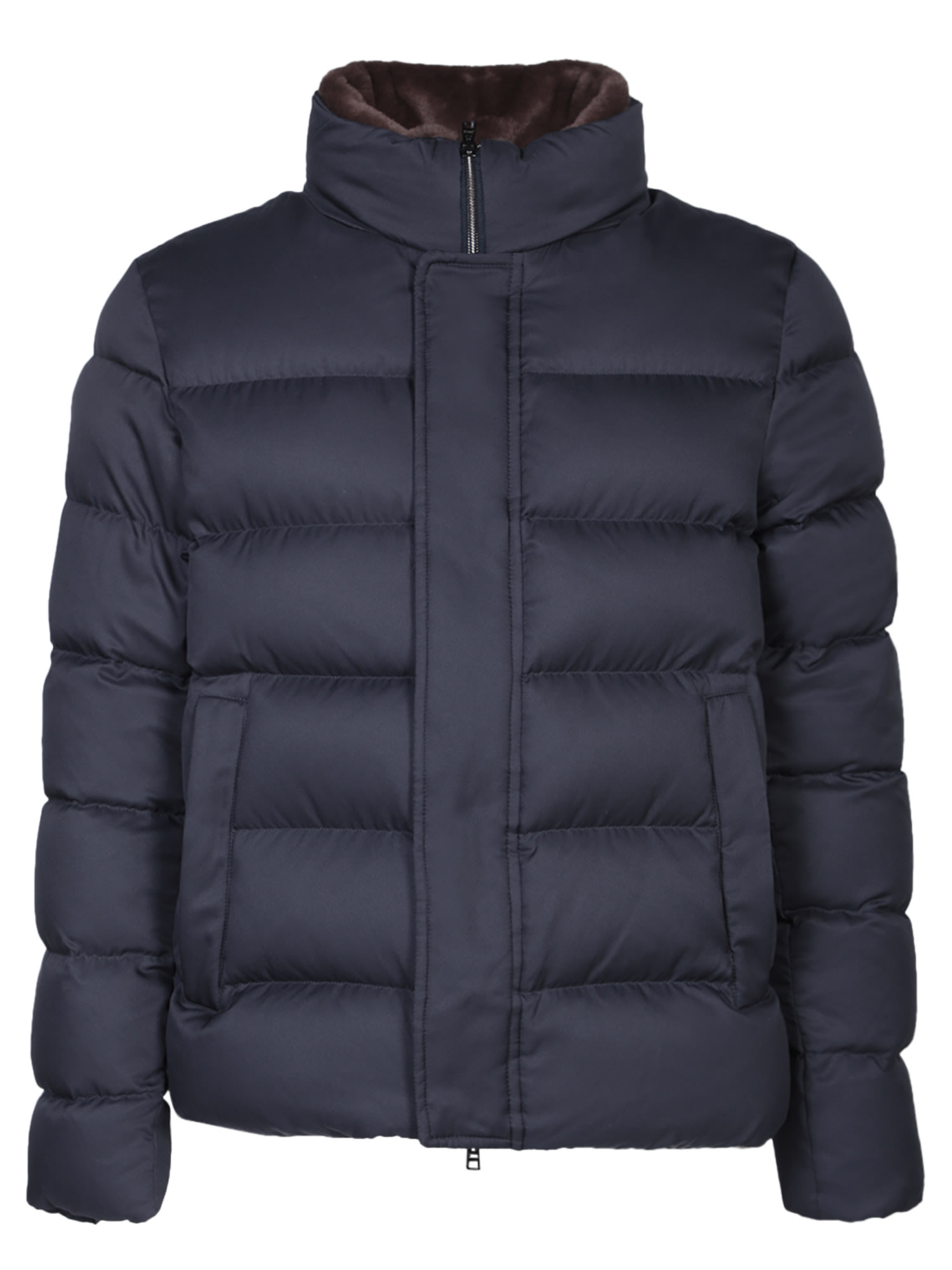 Short Down Jacket With Detachable Fur Insert