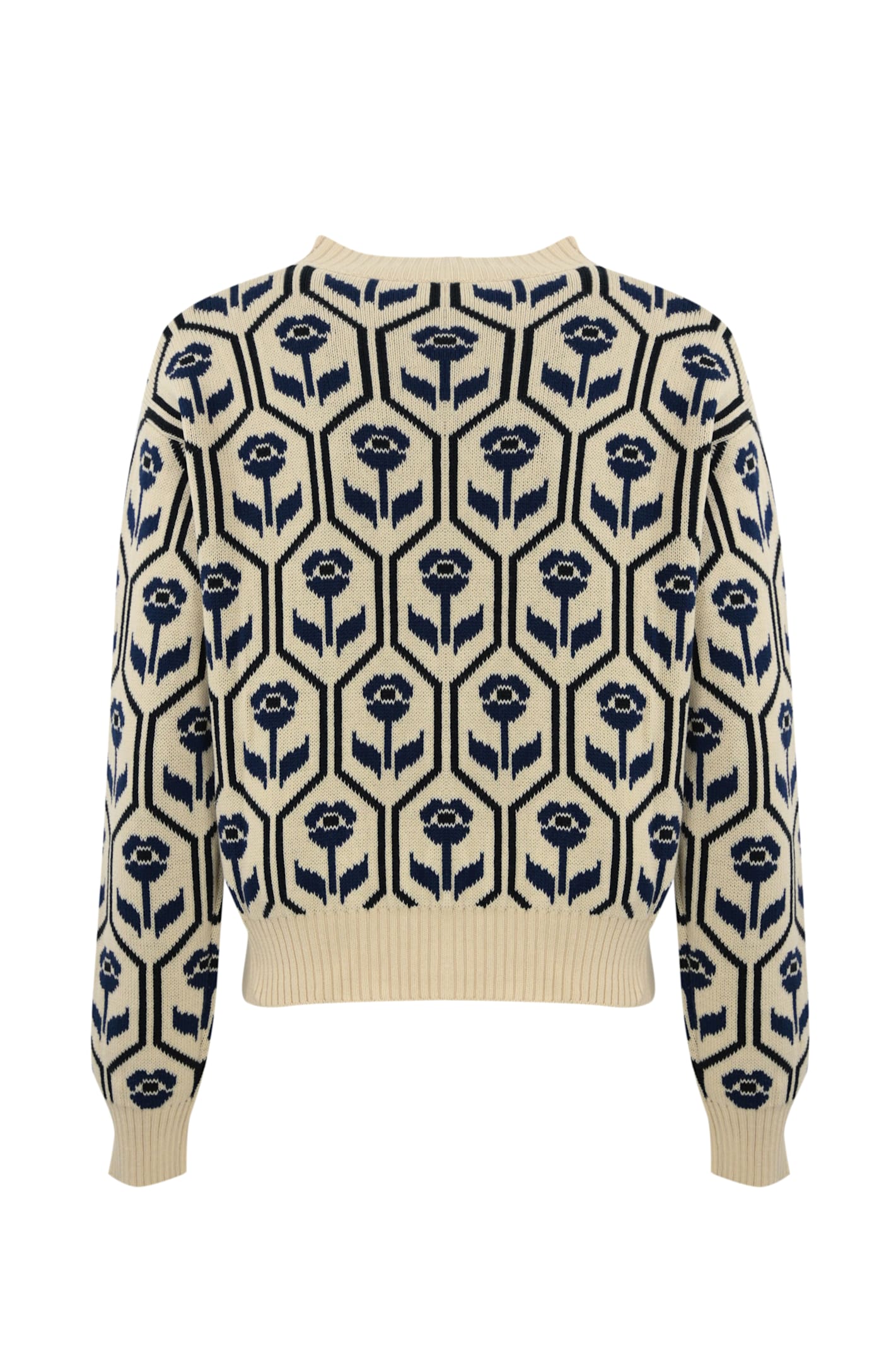 Shop Weekend Max Mara Odeon Sweater In Jacquard Cotton In Dis Losanga