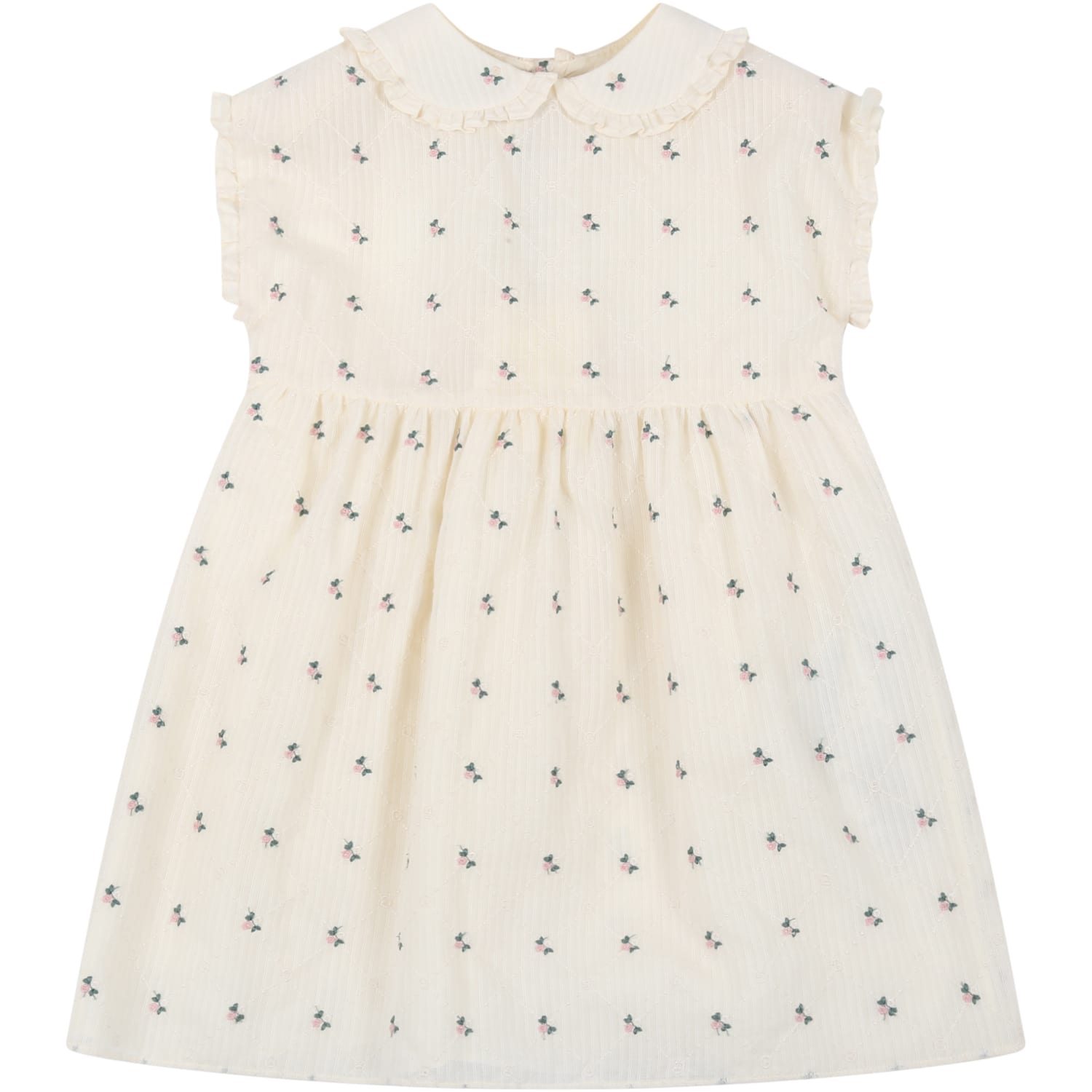 Gucci Ivory Dress For Baby Girl With Flowers