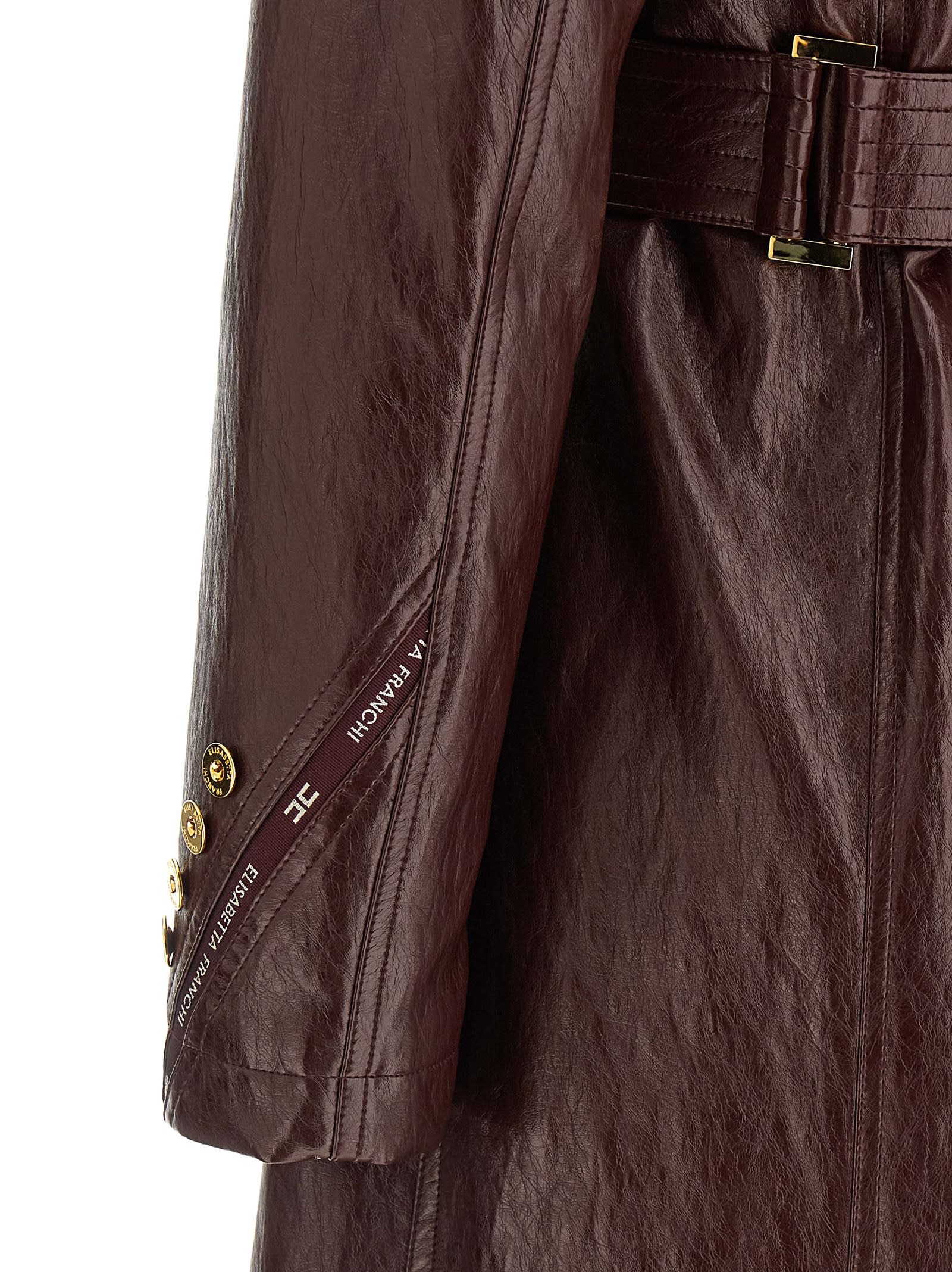 Elisabetta Franchi Craquelé Trench Coat Coats And Trench Coats Bordeaux In Brown
